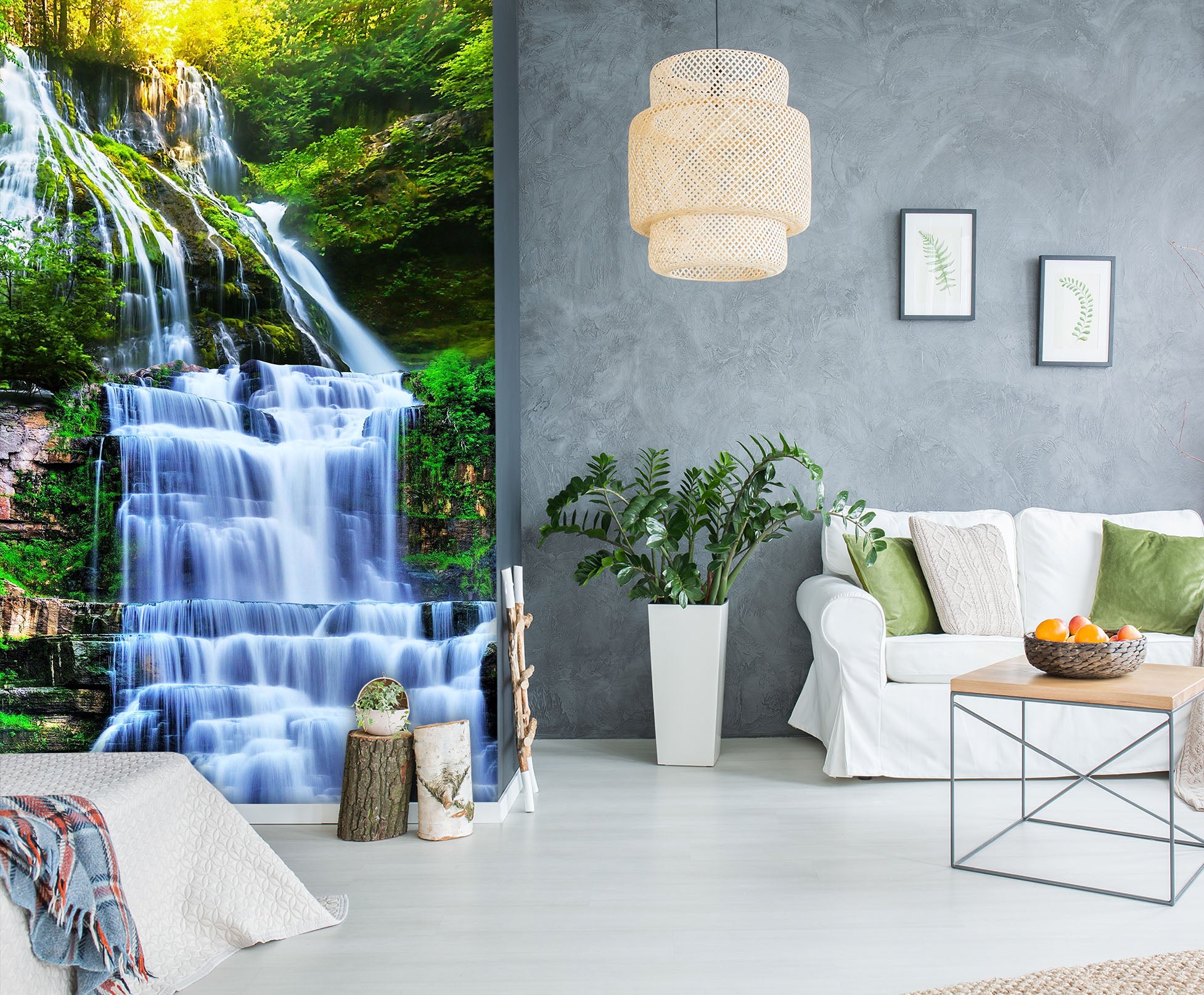 3D Forest Waterfall 1964 Wall Murals