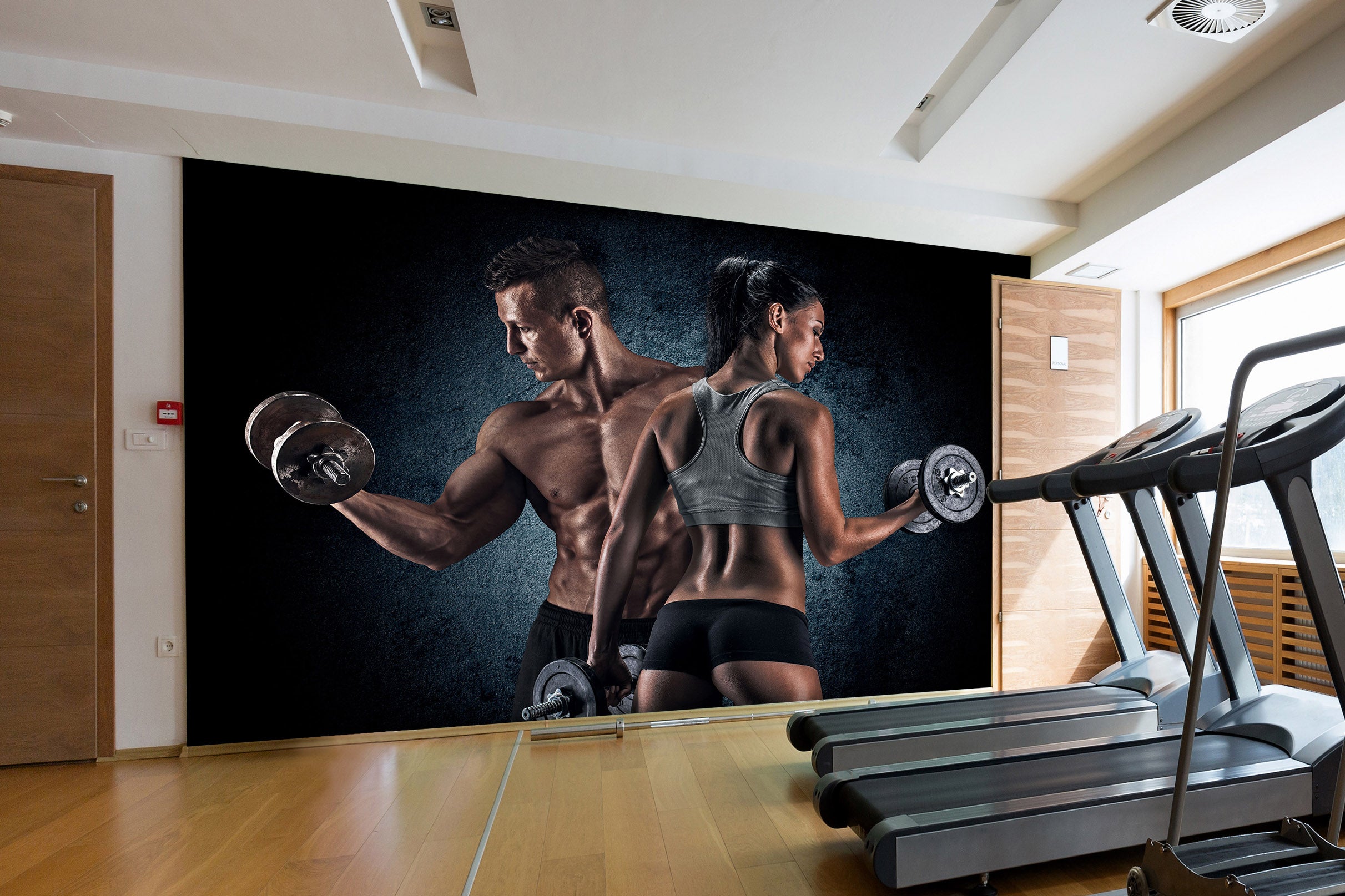 3D Double Dumbbell 068 Wall Murals Wallpaper AJ Wallpaper 2