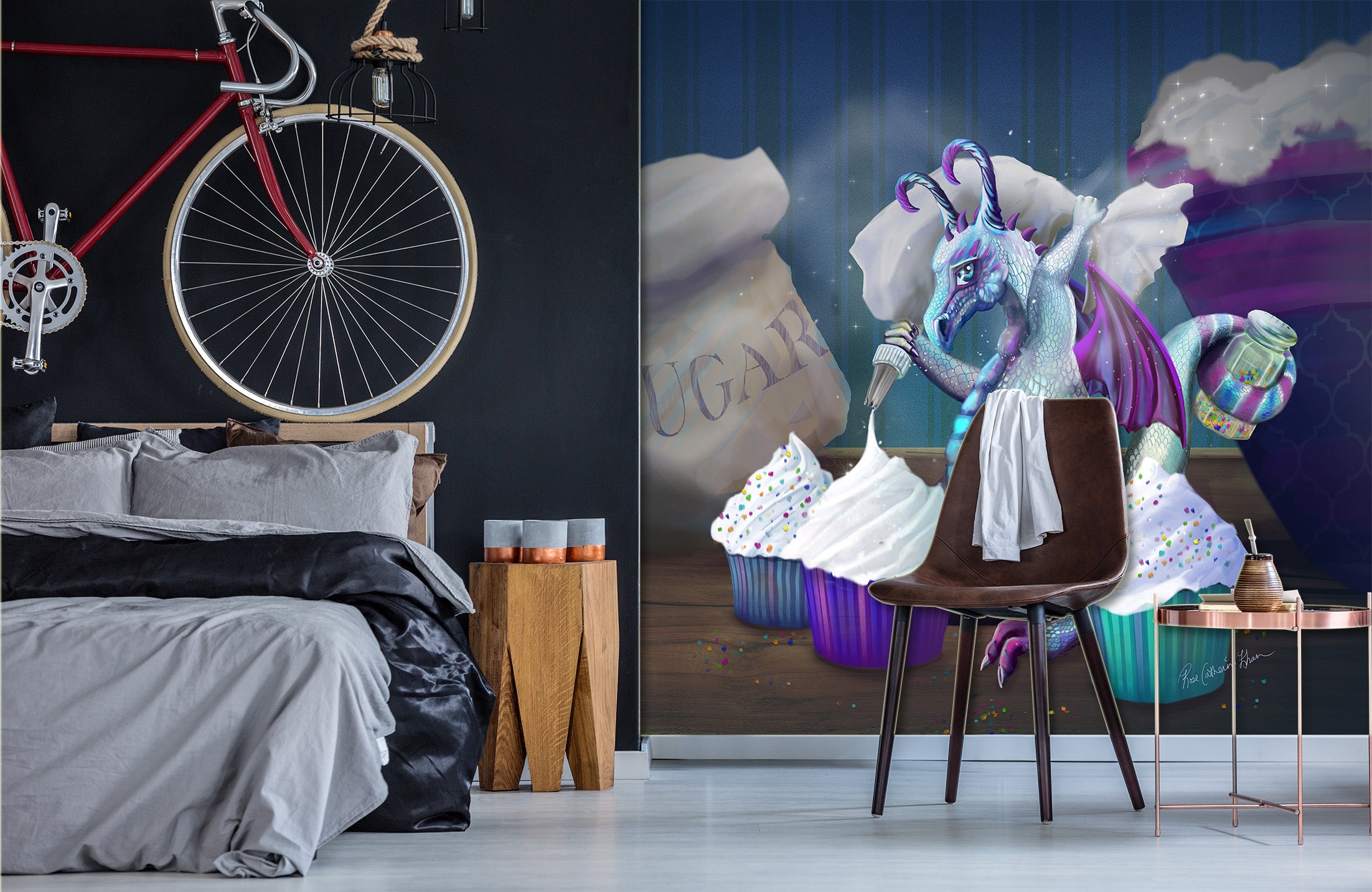 3D Cupcake Horse 1399 Rose Catherine Khan Wall Mural Wall Murals