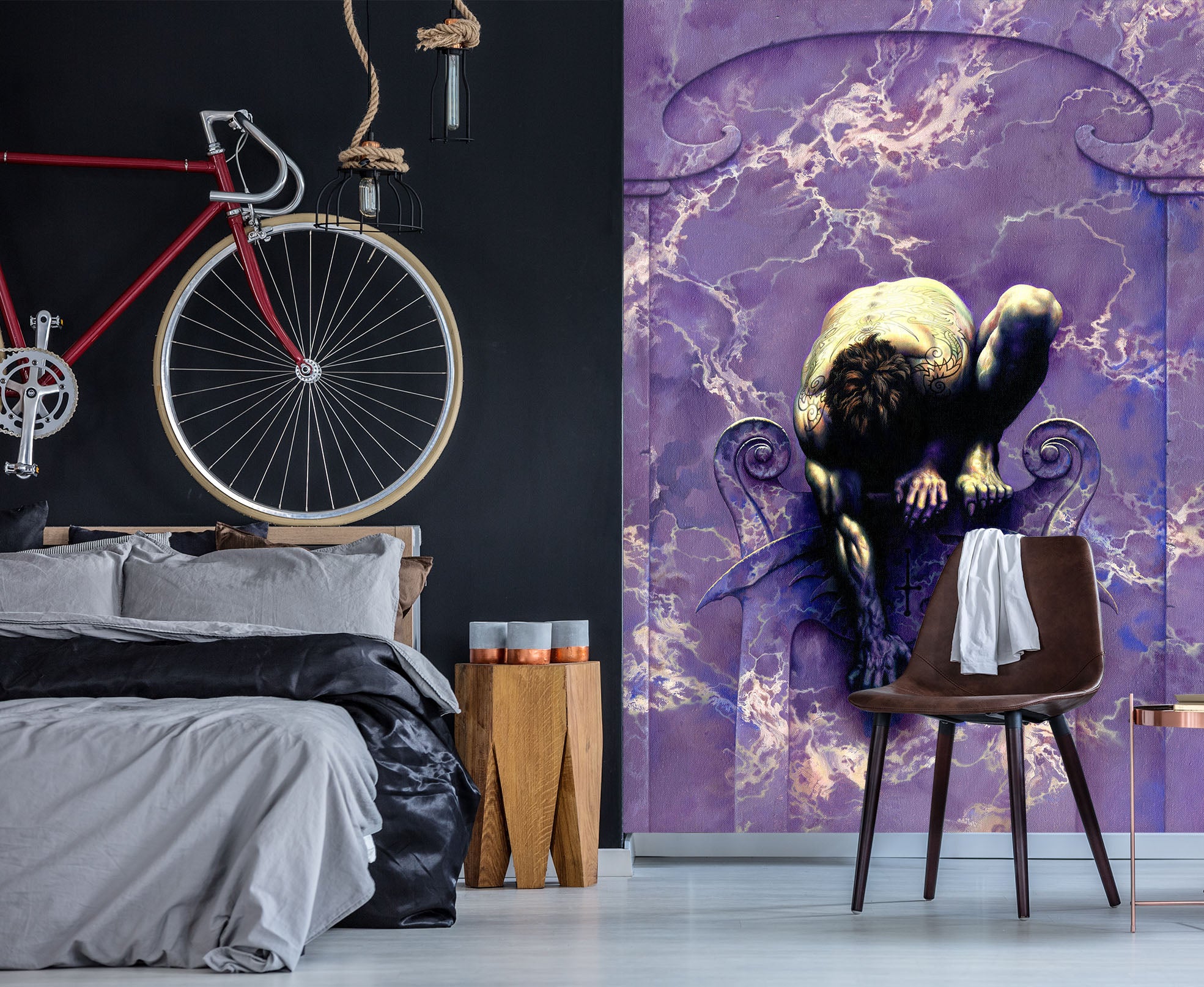 3D Squat Man 7112 Ciruelo Wall Mural Wall Murals