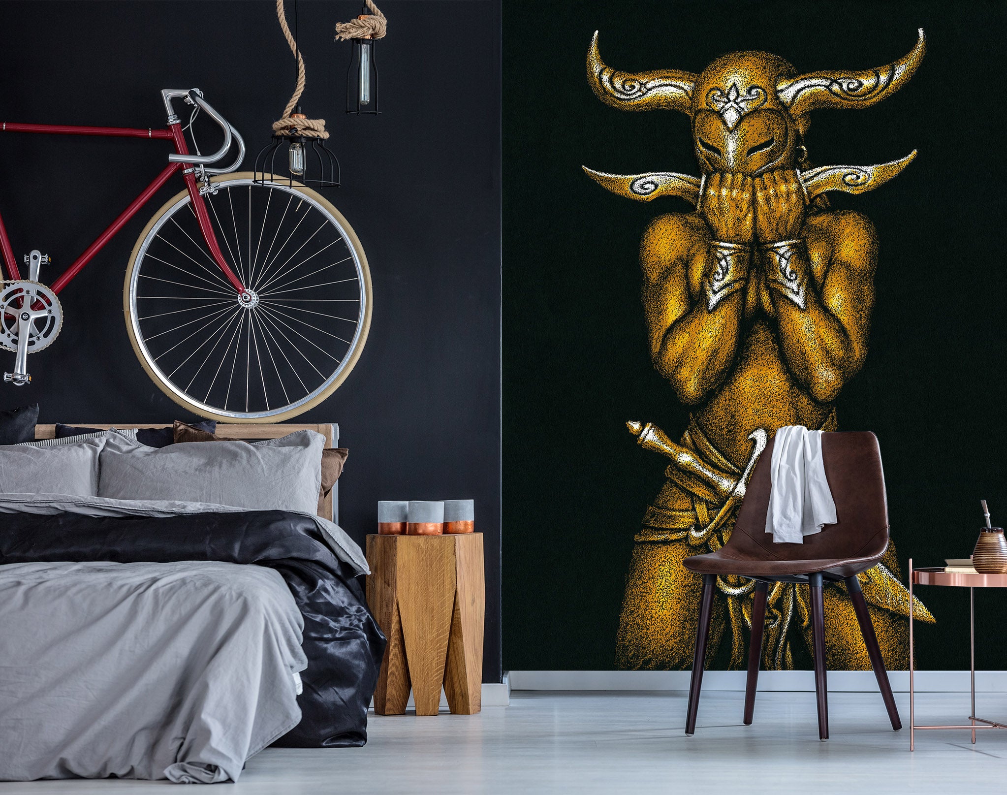 3D Horn Mask Man 7130 Ciruelo Wall Mural Wall Murals