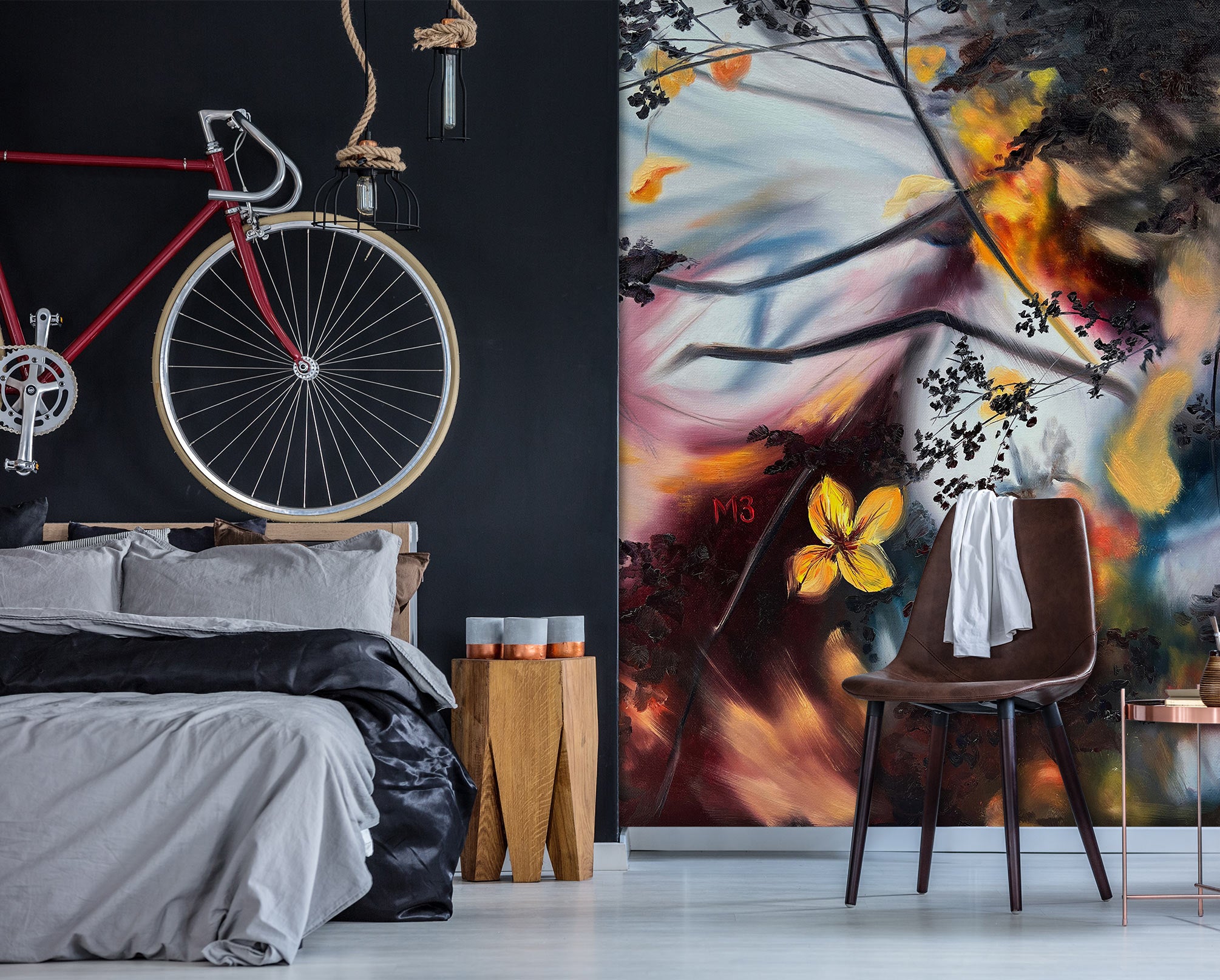 3D Yellow Flower Branch 9826 Marina Zotova Wall Mural Wall Murals