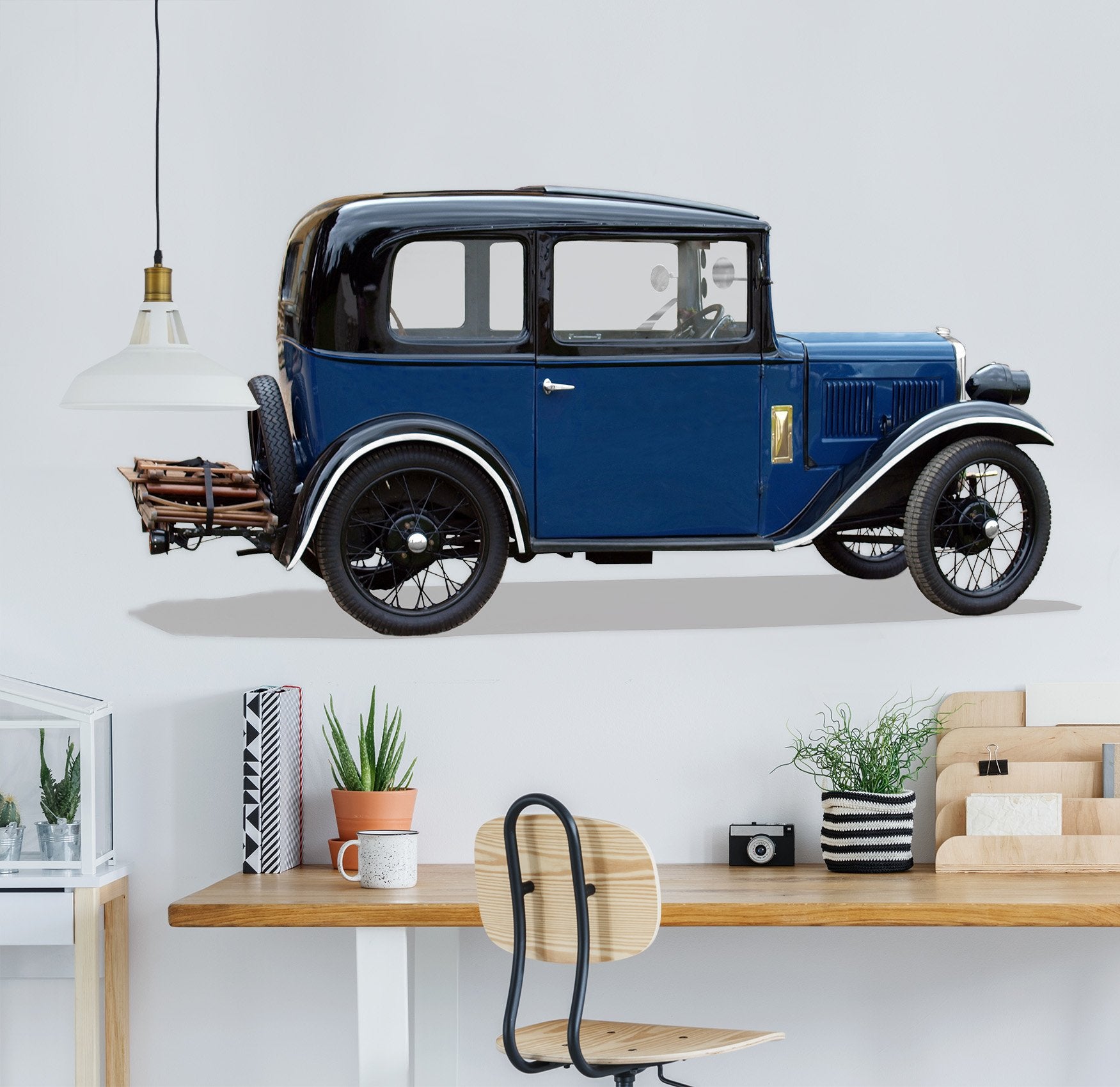 3D Oldtimer BLUE 0214 Vehicles Wallpaper AJ Wallpaper