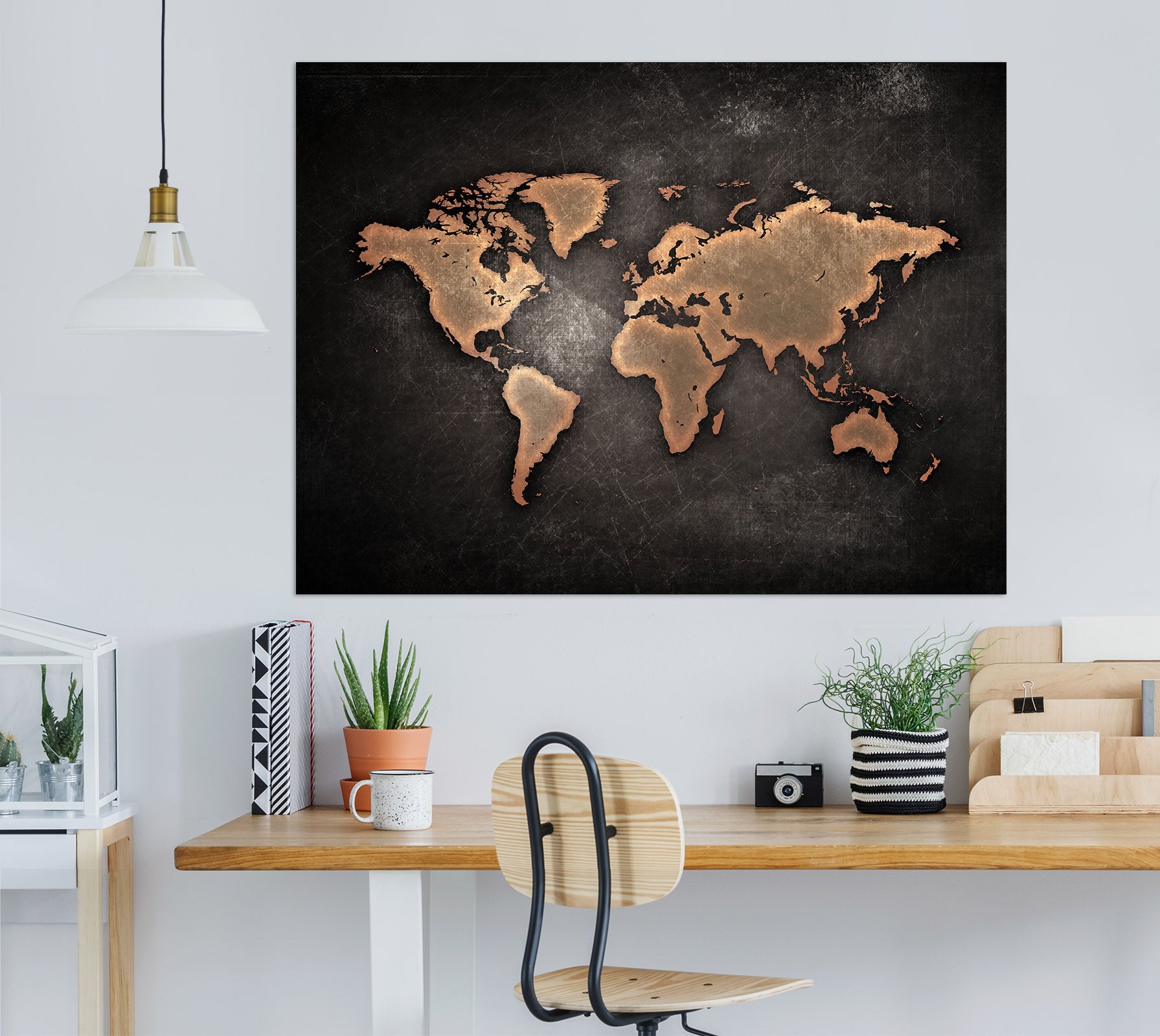 3D Gold Pattern 105 World Map Wall Sticker