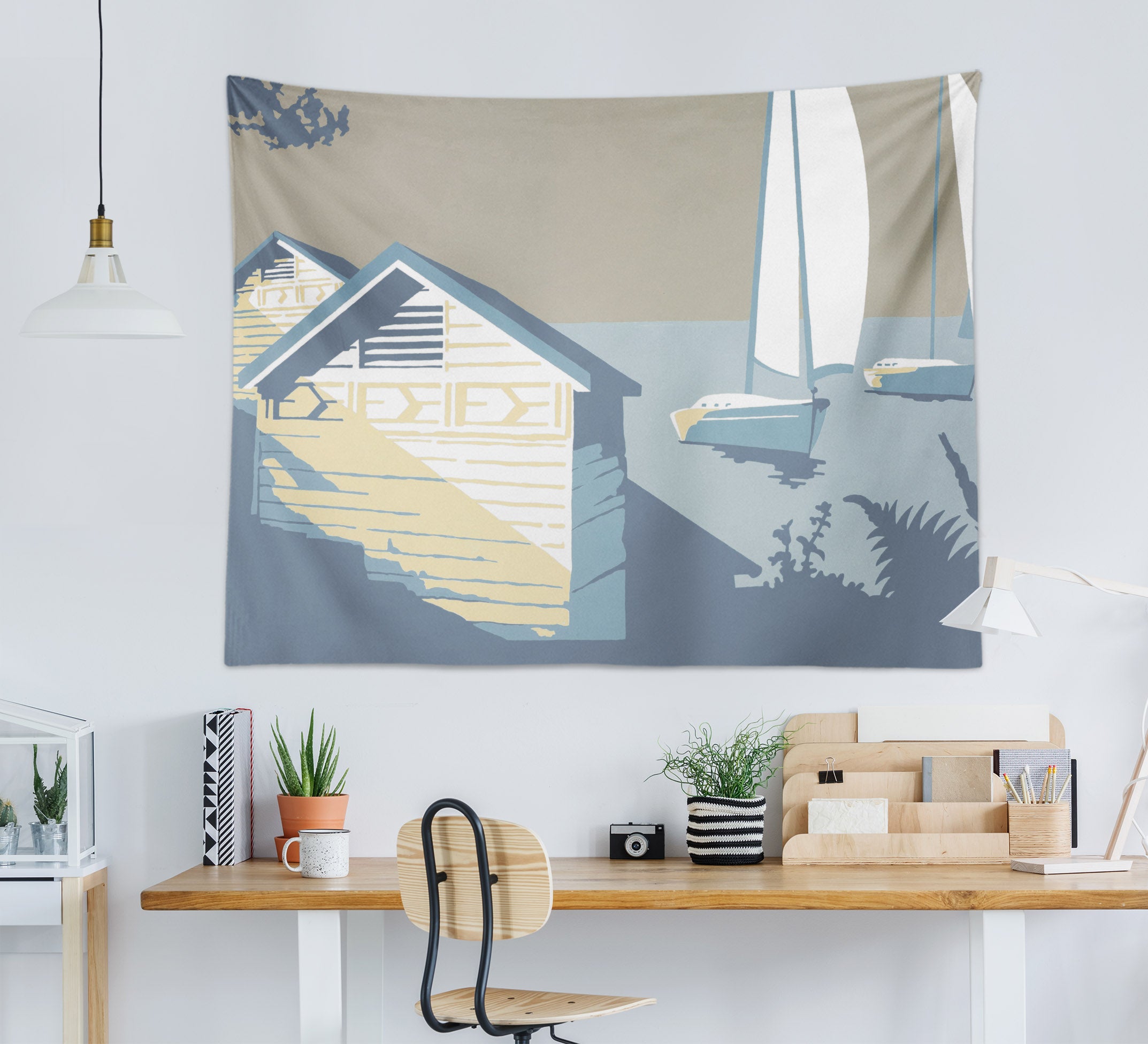 3D Blue House Lake 5303 Steve Read Tapestry Hanging Cloth Hang