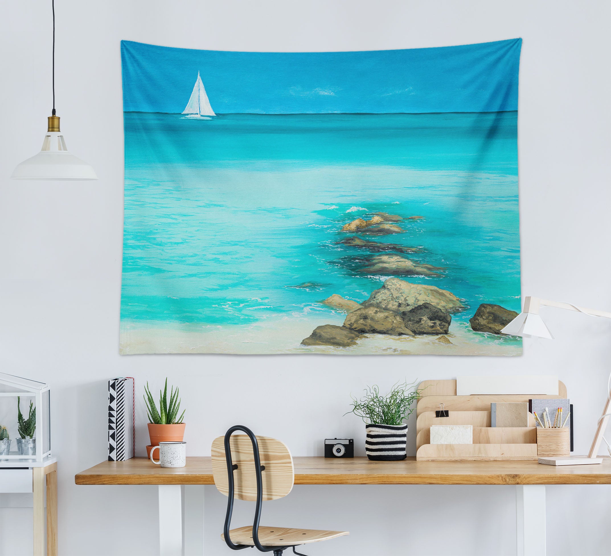 3D Blue Ocean Ship 863 Marina Zotova Tapestry Hanging Cloth Hang