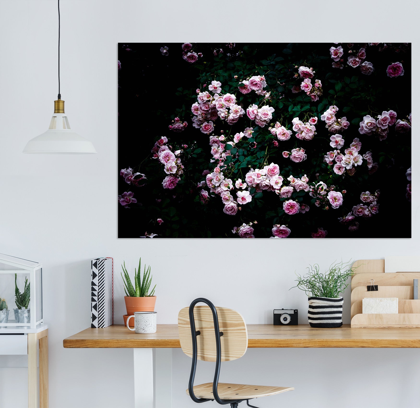 3D Pink Rose 017 Noirblanc777 Wall Sticker