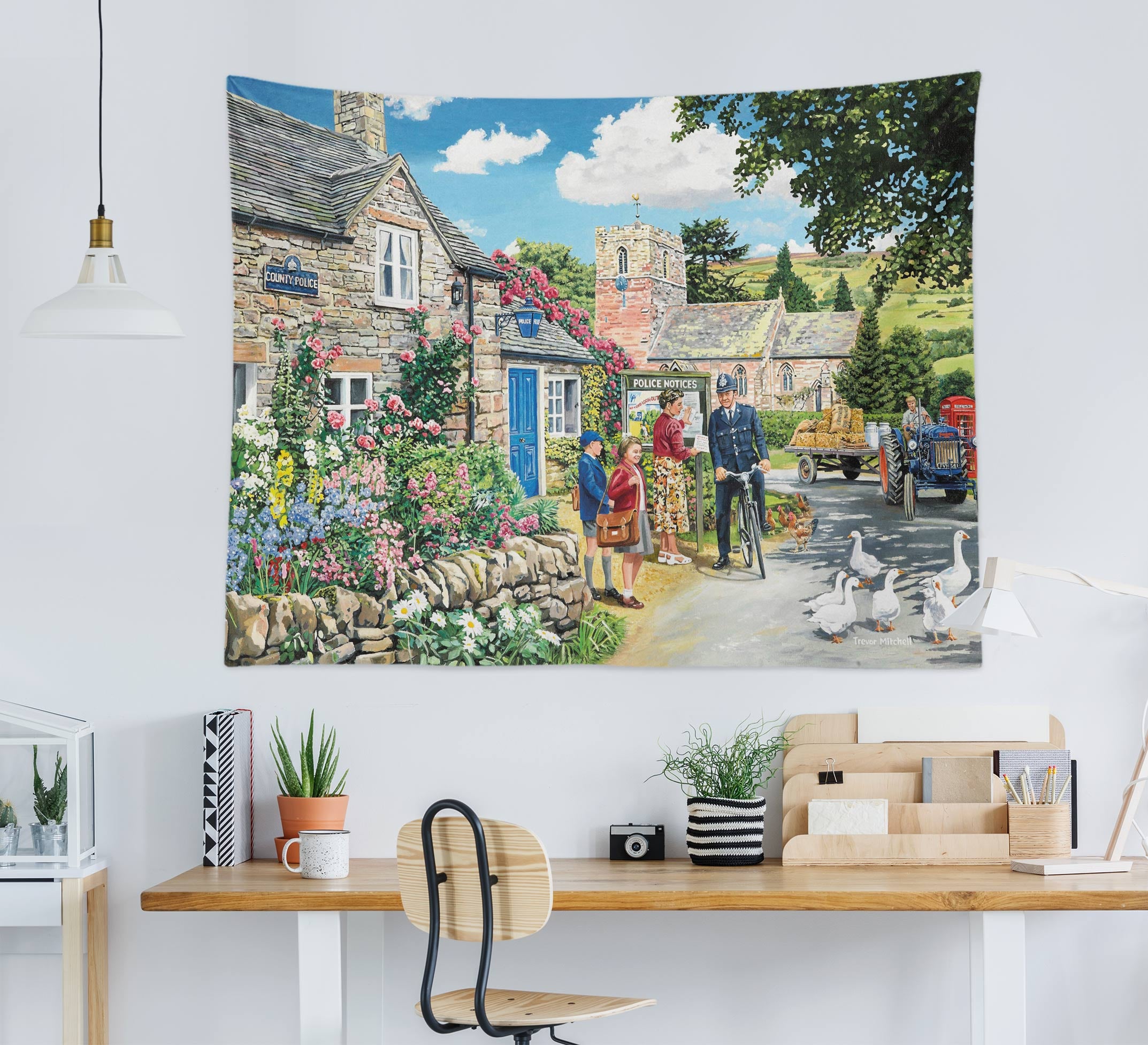 3D Flower Bush House Goose 11294 Trevor Mitchell Tapestry Hanging Cloth Hang