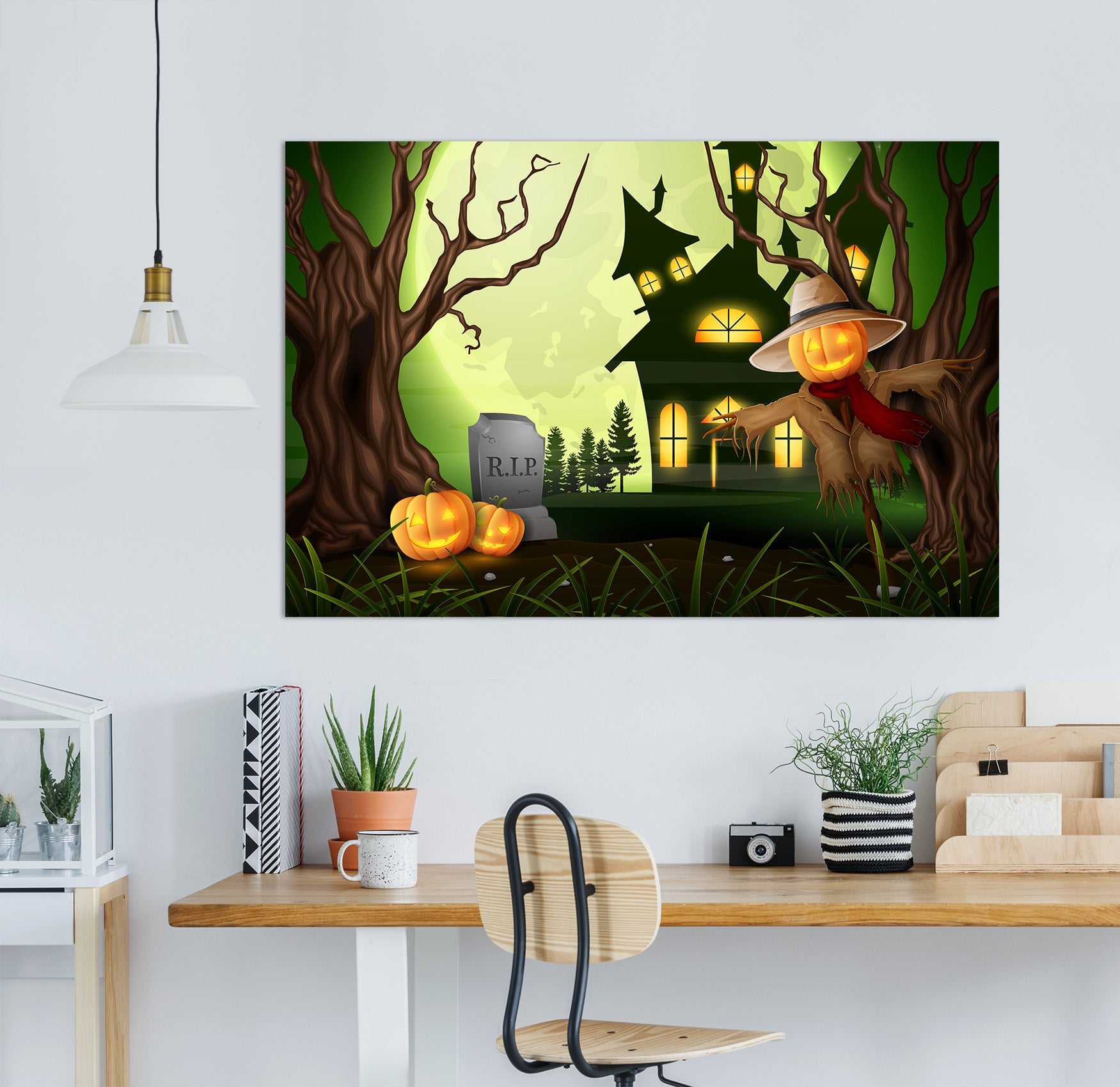 3D Haunted House Pumpkin 018 Halloween Wall Stickers Wallpaper AJ Wallpaper 2