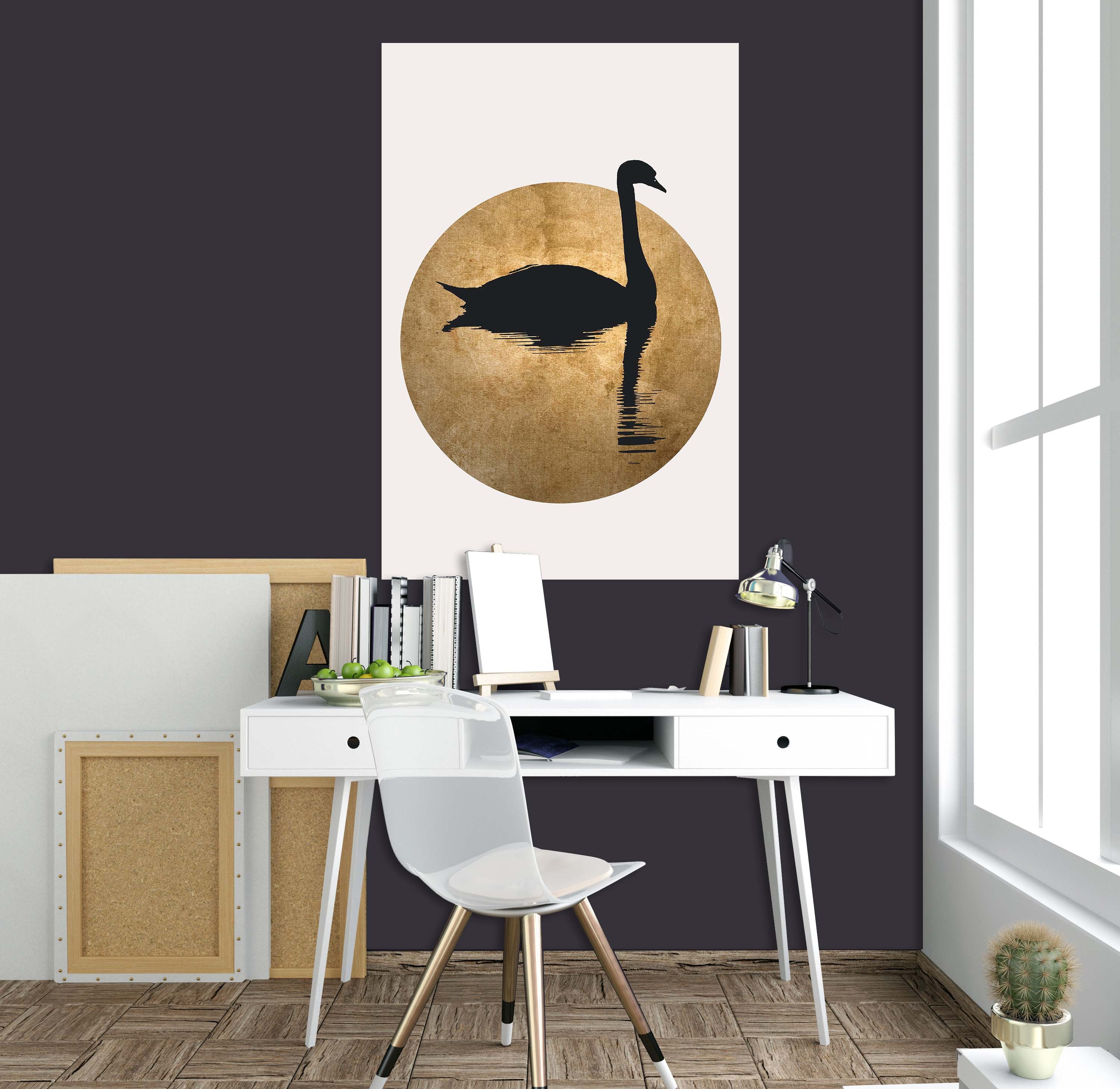 3D Swan Swimming 227 Boris Draschoff Wall Sticker