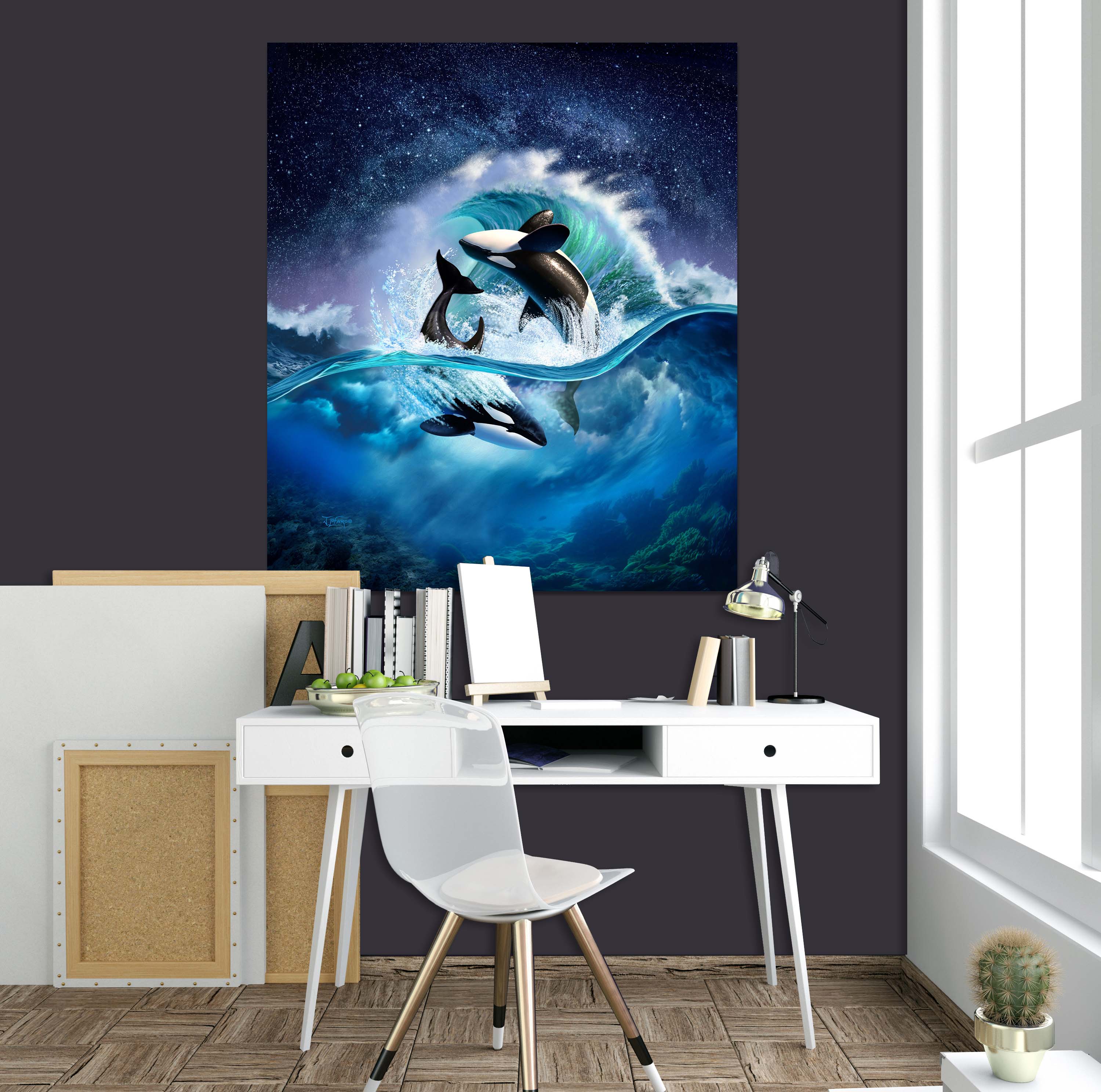 3D Orca Wave 017 Jerry LoFaro Wall Sticker