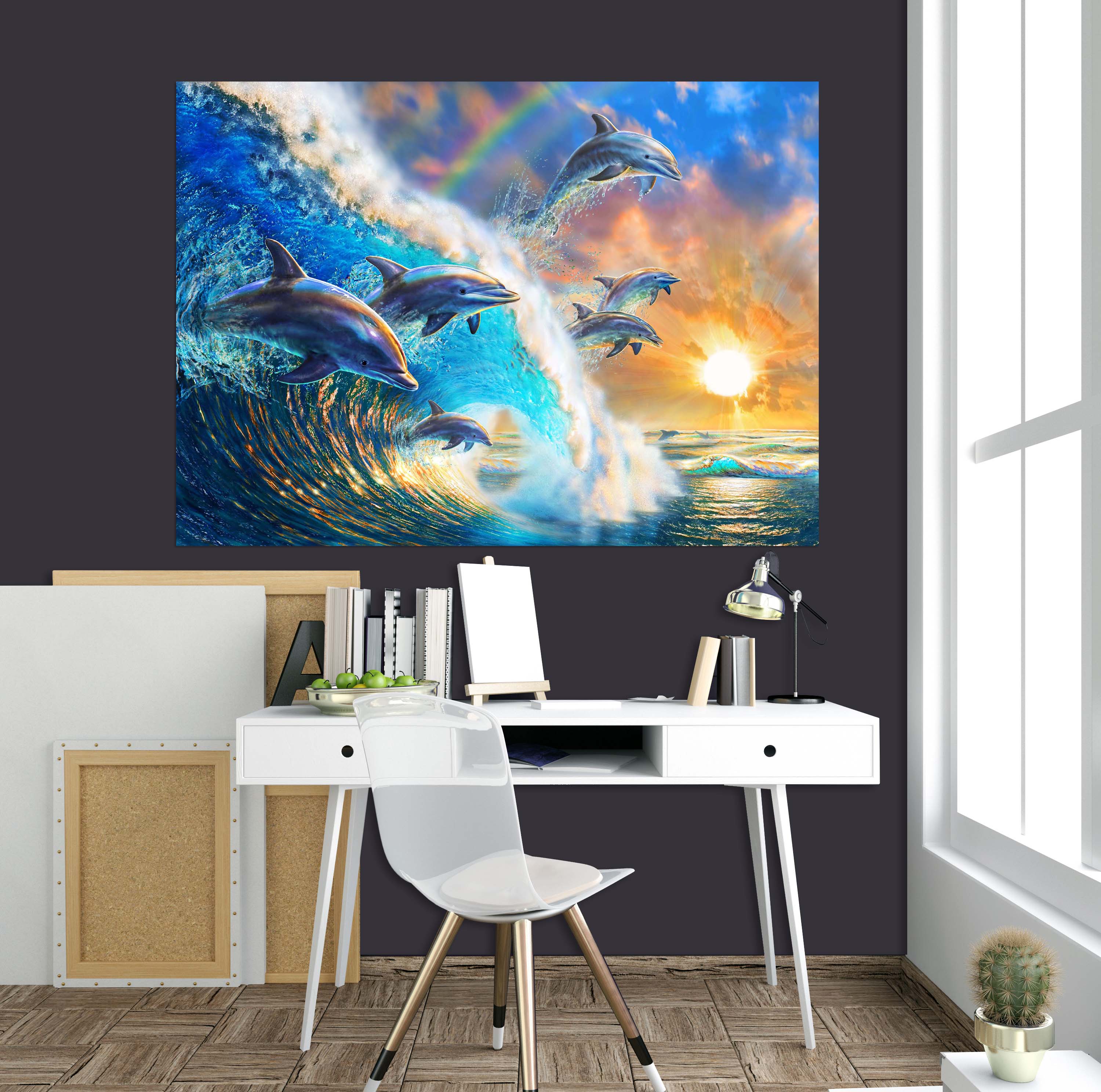 3D Dolphin Wave 019 Adrian Chesterman Wall Sticker