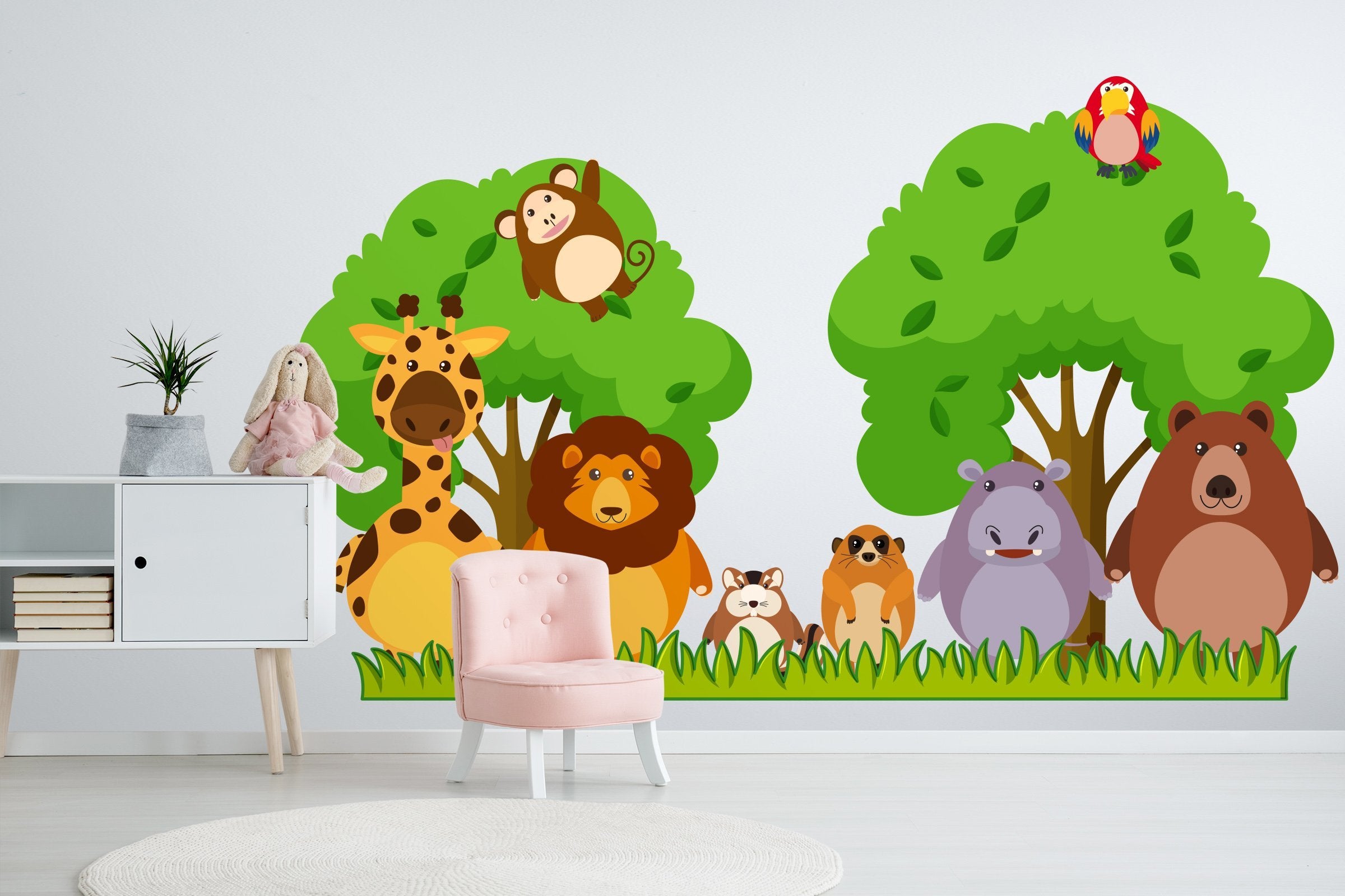 3D Cartoon Tree Animal 181 Wall Stickers Wallpaper AJ Wallpaper