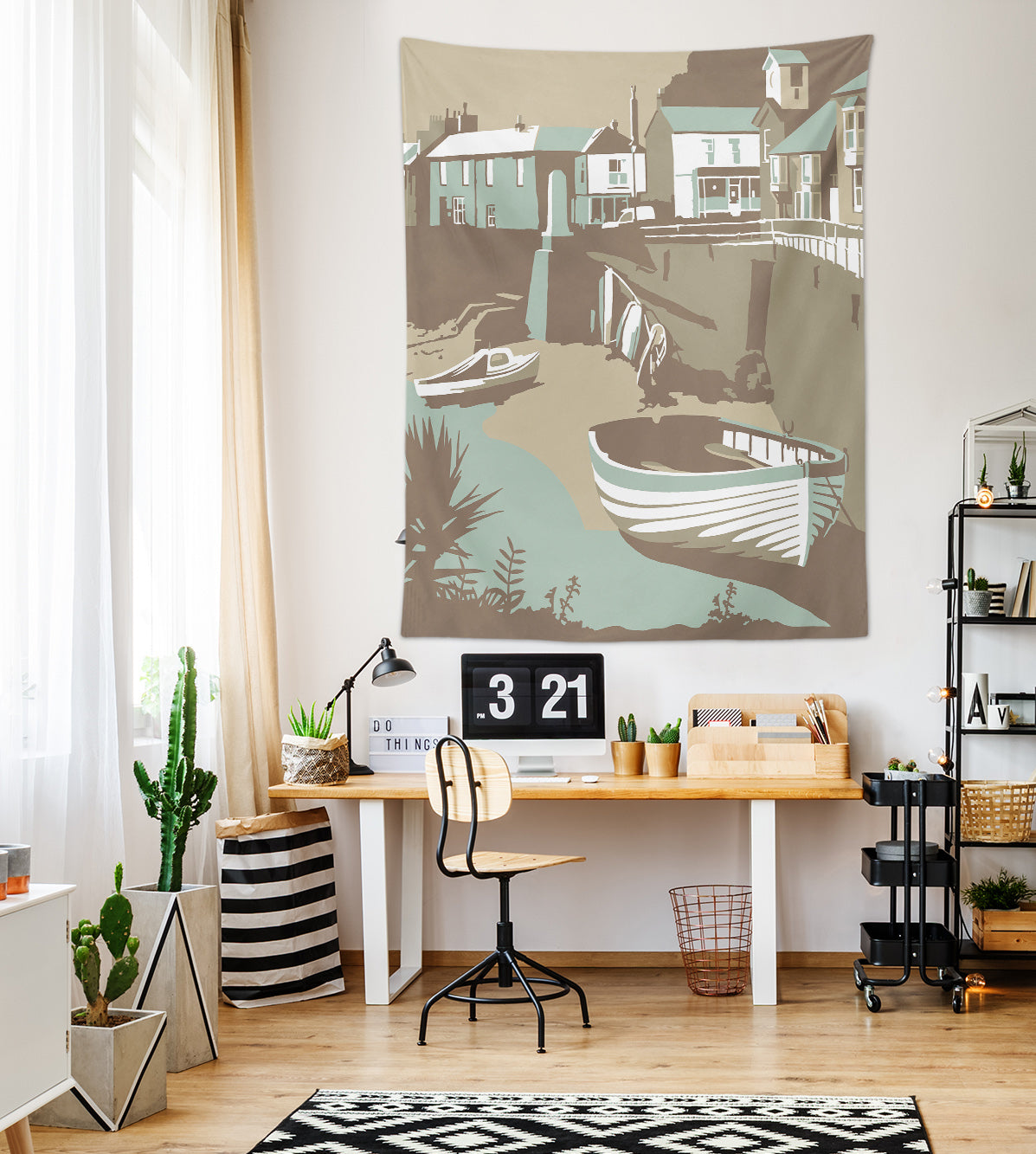 3D Fishing Village 5348 Steve Read Tapestry Hanging Cloth Hang