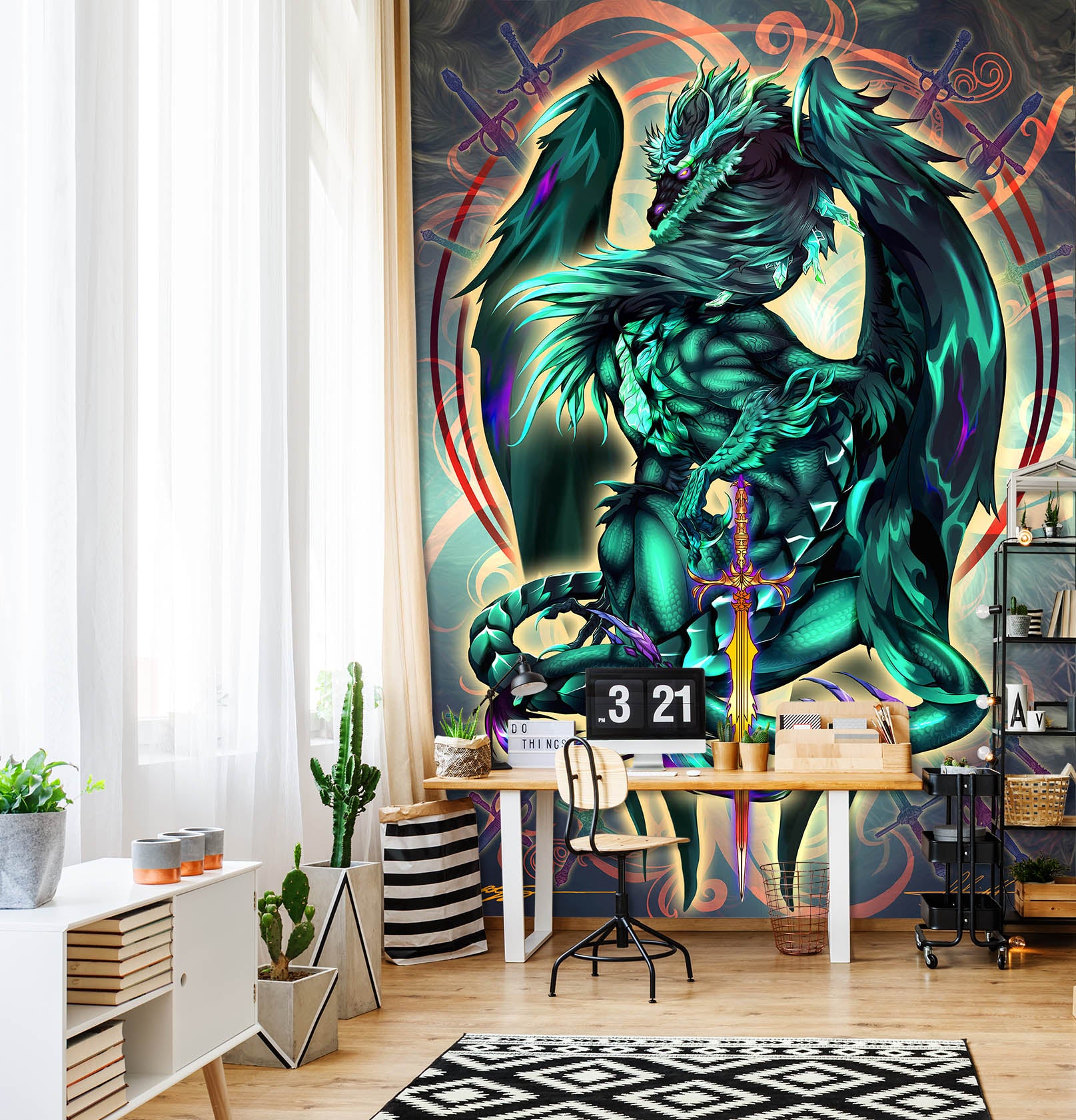 3D Green Dragon 8135 Ruth Thompson Wall Mural Wall Murals