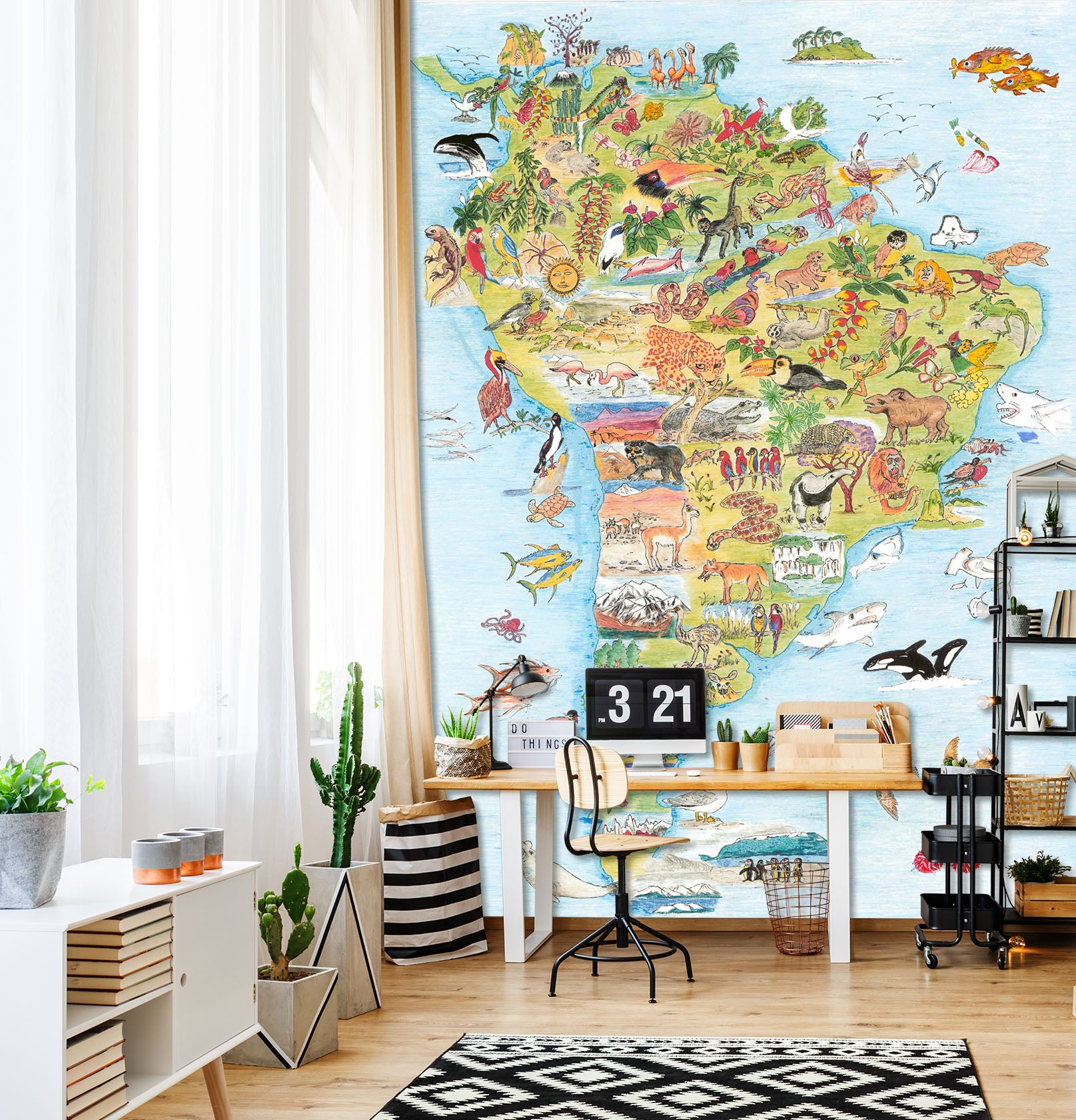 3D Animal Map 1418 Michael Sewell Wall Mural Wall Murals