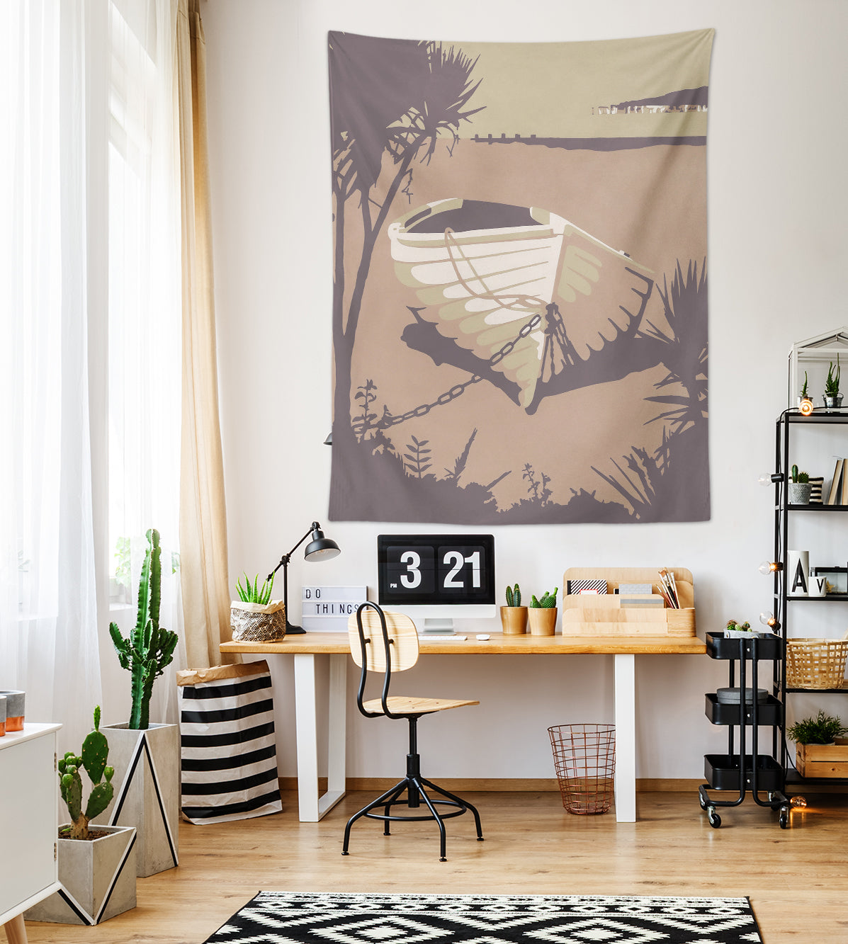 3D Beach Boat 5370 Steve Read Tapestry Hanging Cloth Hang