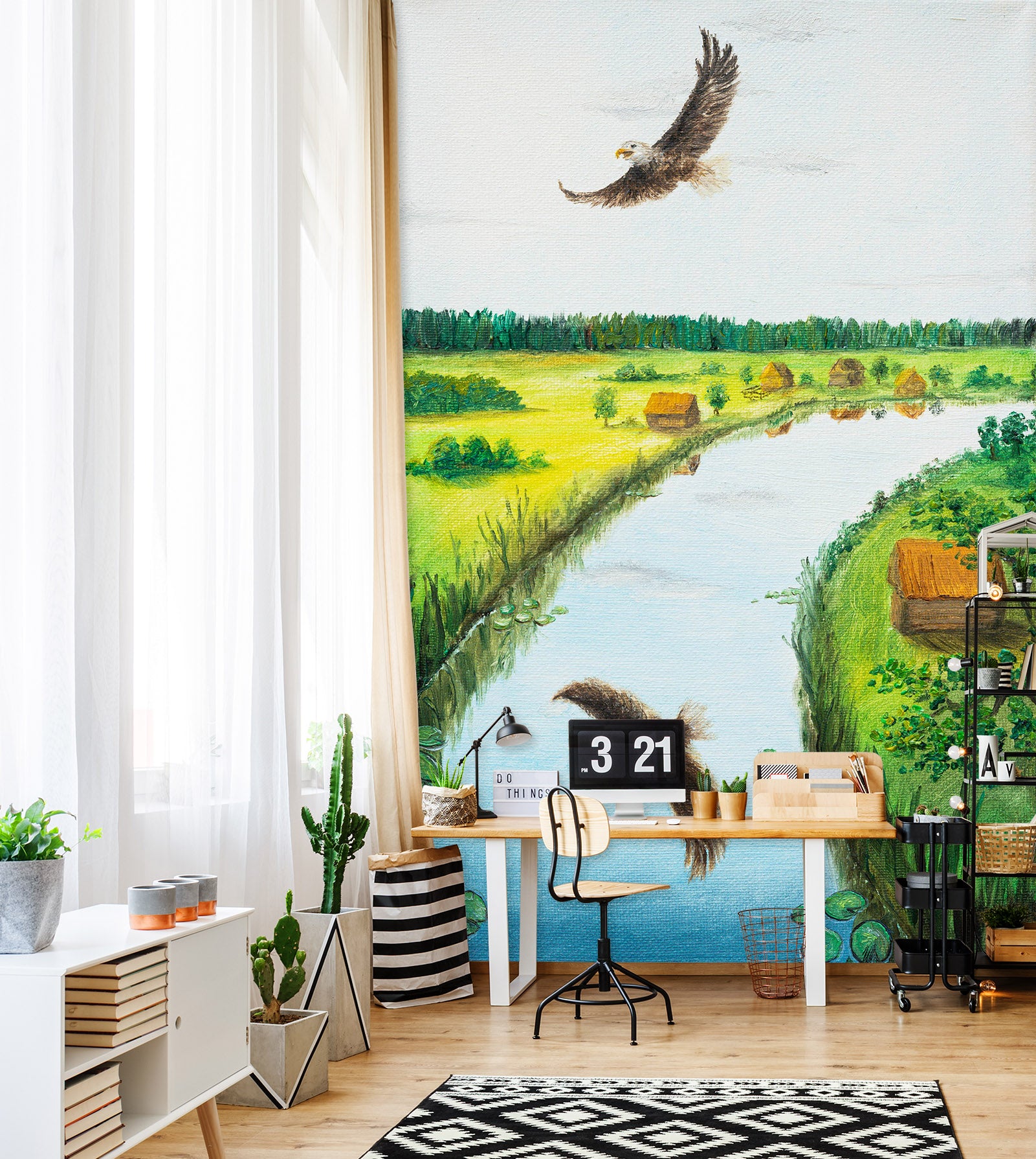 3D River Eagle 1859 Marina Zotova Wall Mural Wall Murals