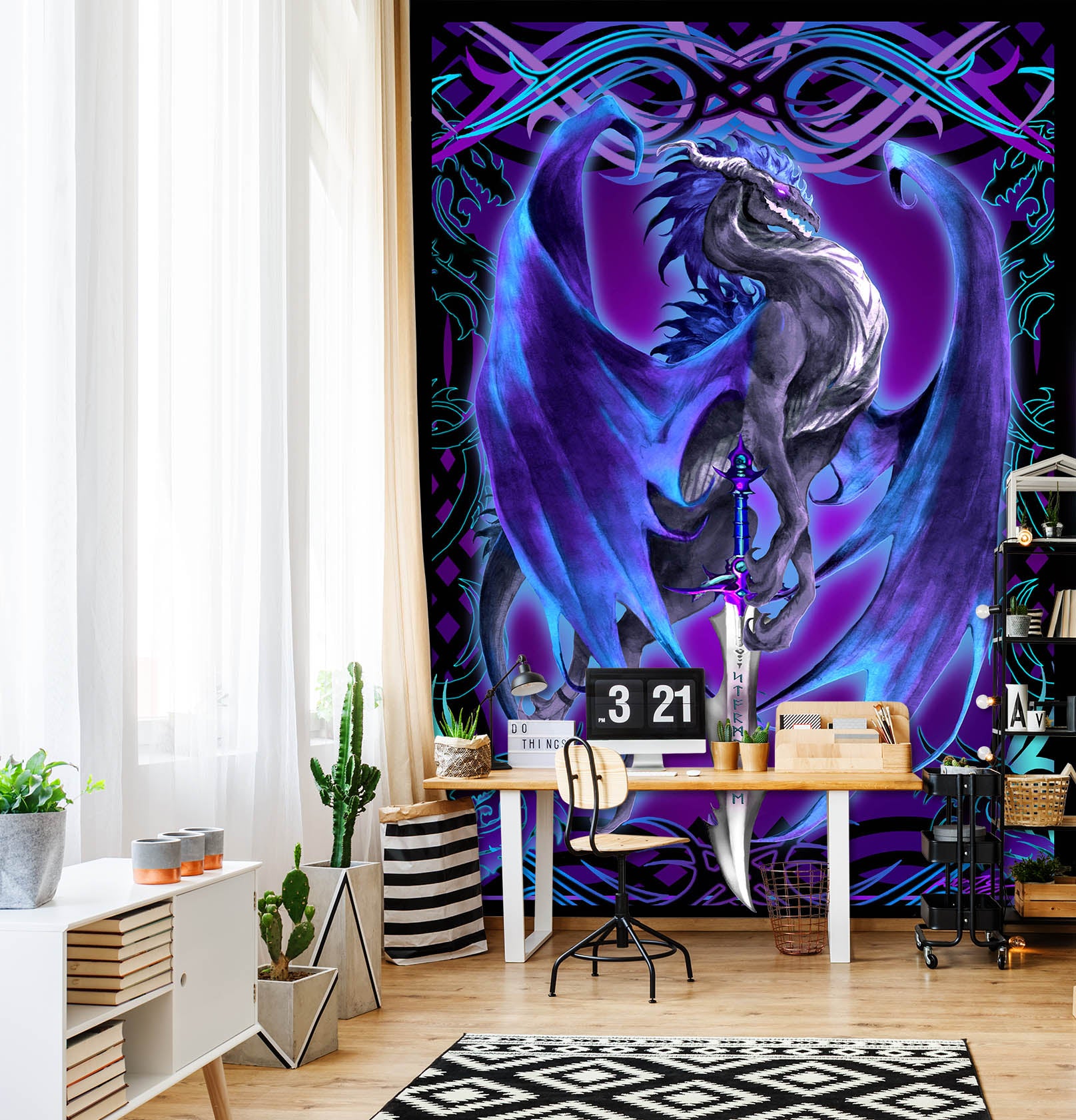 3D Purple Dragon 8142 Ruth Thompson Wall Mural Wall Murals