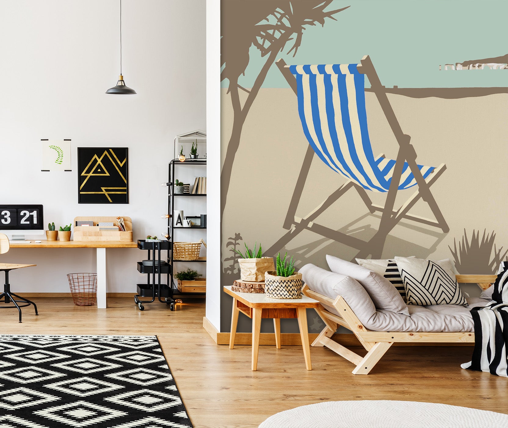 3D Bournemouth Blue Deckchair 1004 Steve Read Wall Mural Wall Murals