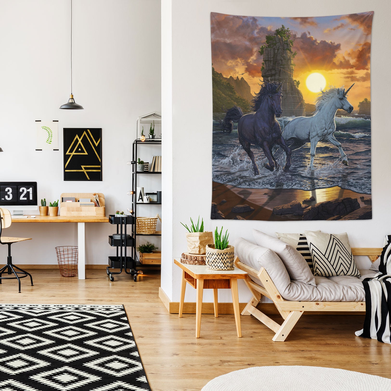 3D Seaside Unicorn Horse 11748 Vincent Tapestry Hanging Cloth Hang