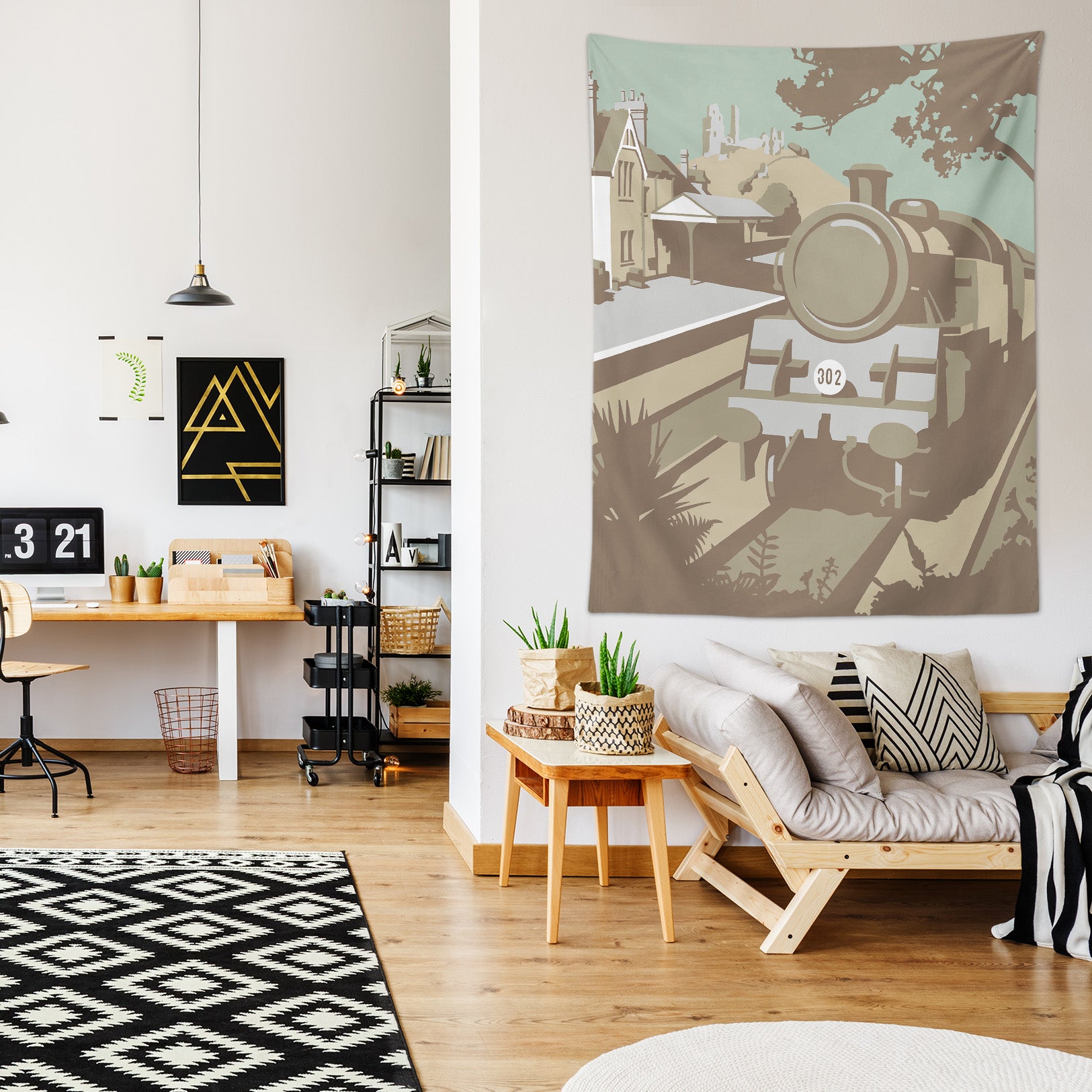 3D Old Train 5390 Steve Read Tapestry Hanging Cloth Hang