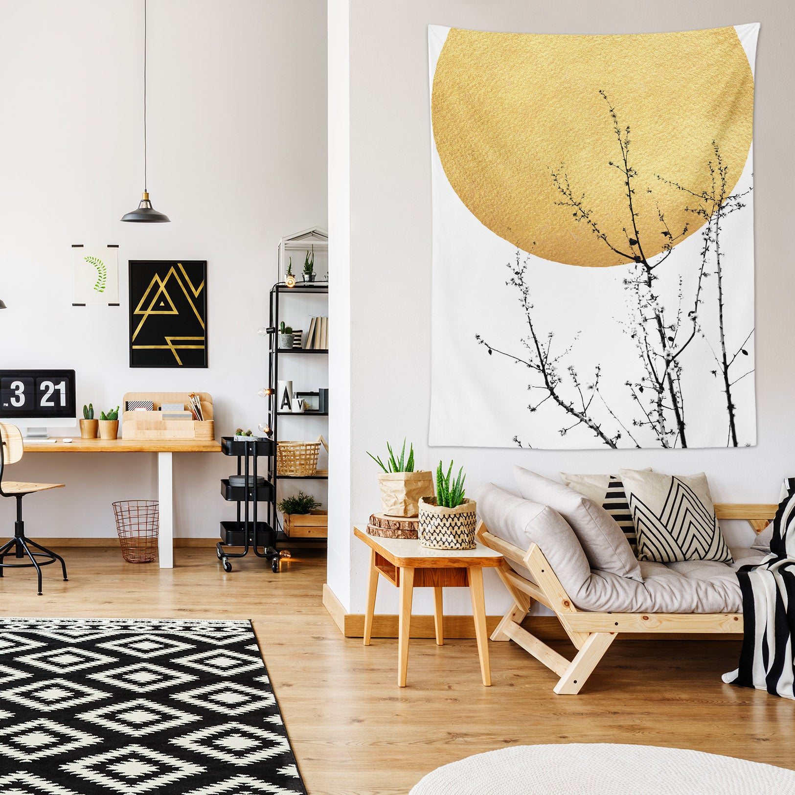 3D Branch Moon 885 Boris Draschoff Tapestry Hanging Cloth Hang