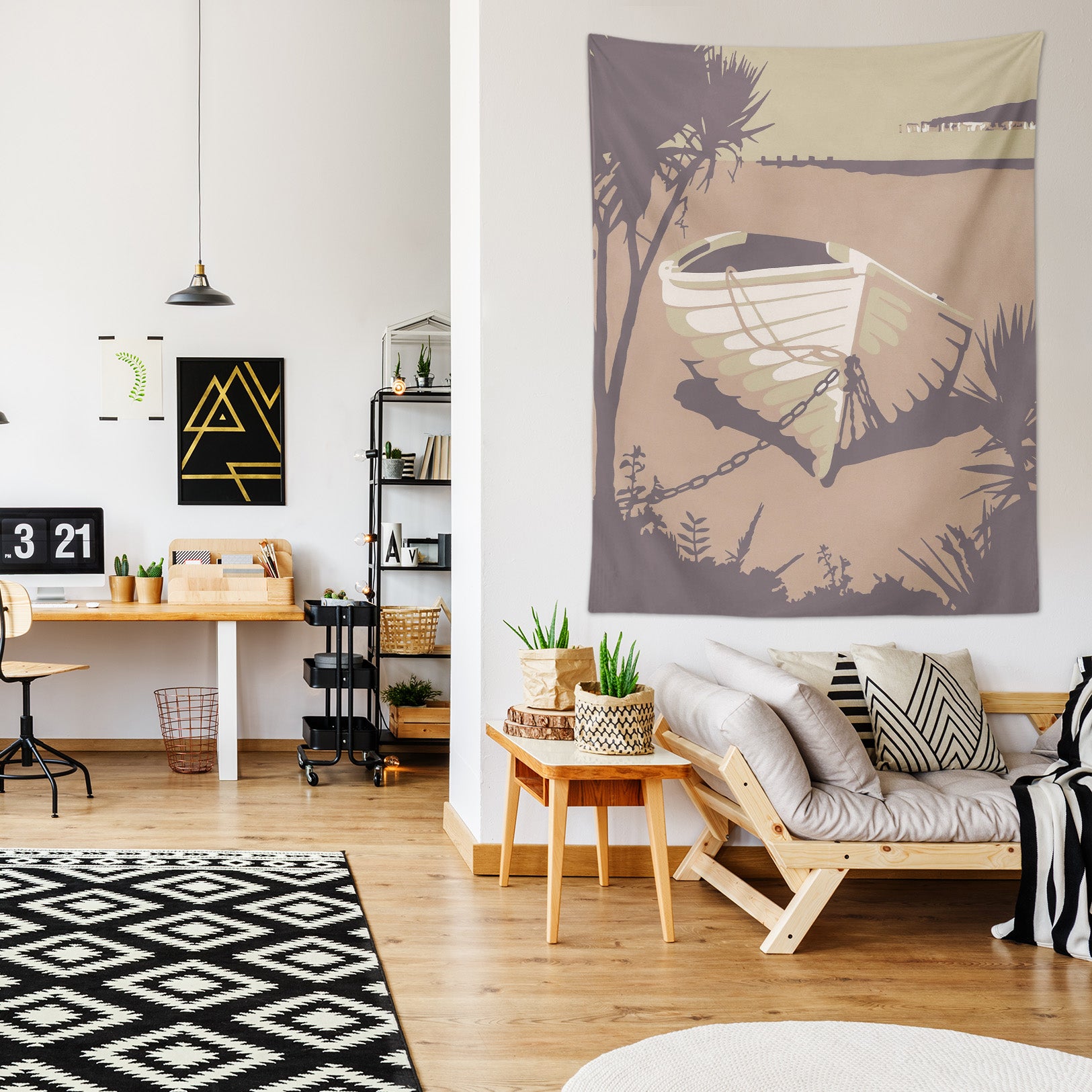 3D Beach Boat 5370 Steve Read Tapestry Hanging Cloth Hang