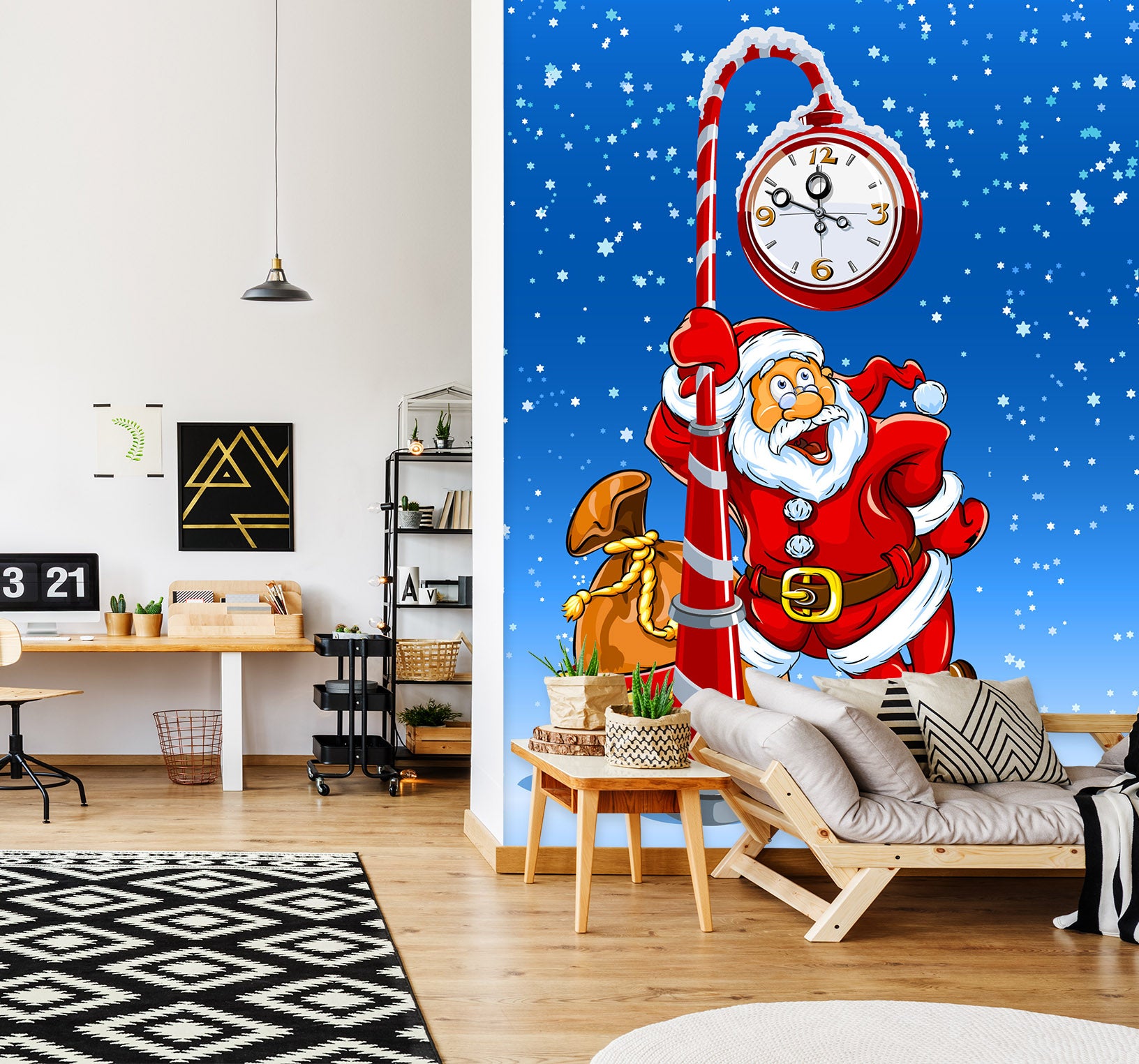 3D Santa Clock 57150 Wall Murals