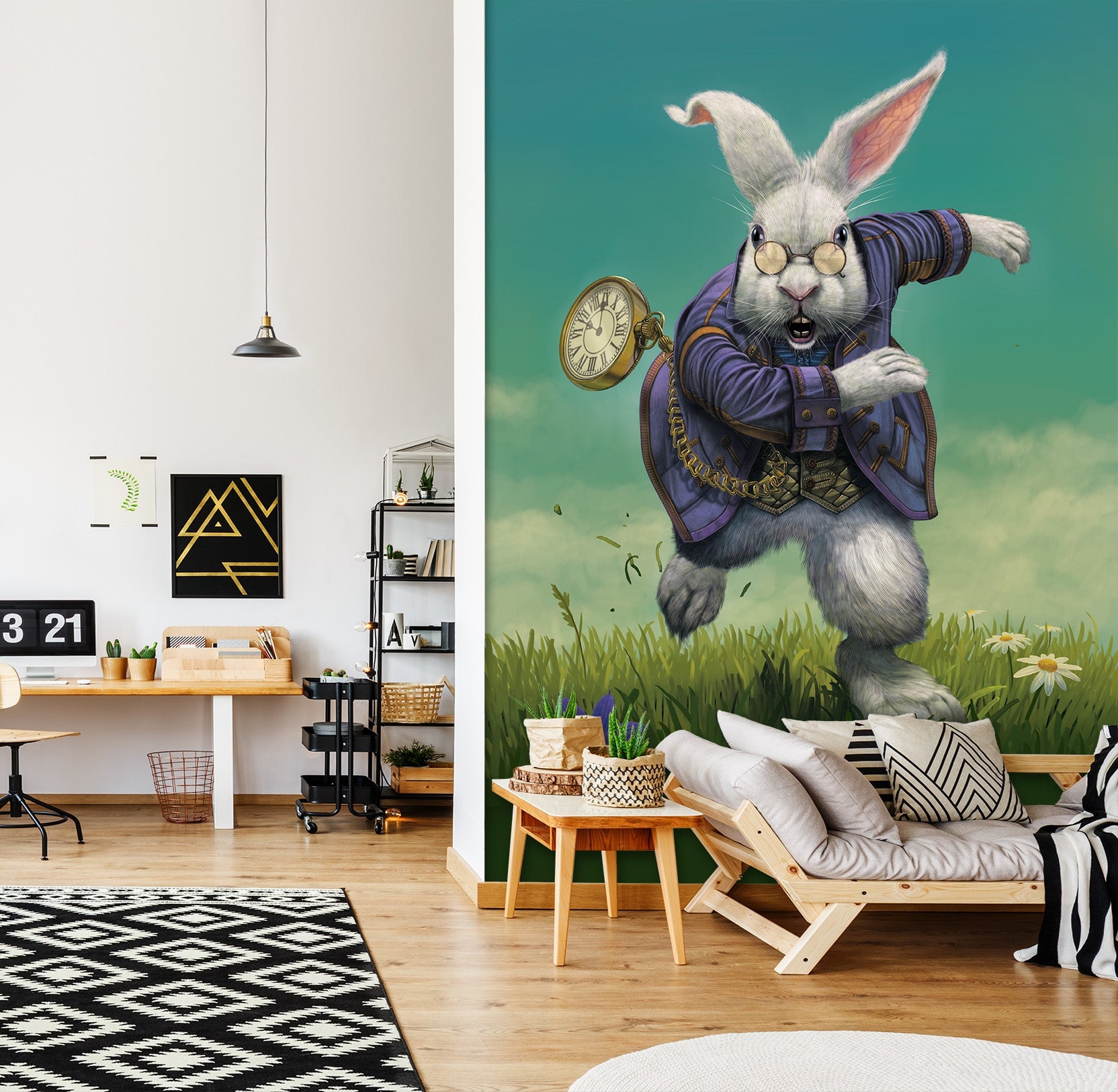 3D White Rabbit 1570 Wall Murals Exclusive Designer Vincent Wallpaper AJ Wallpaper