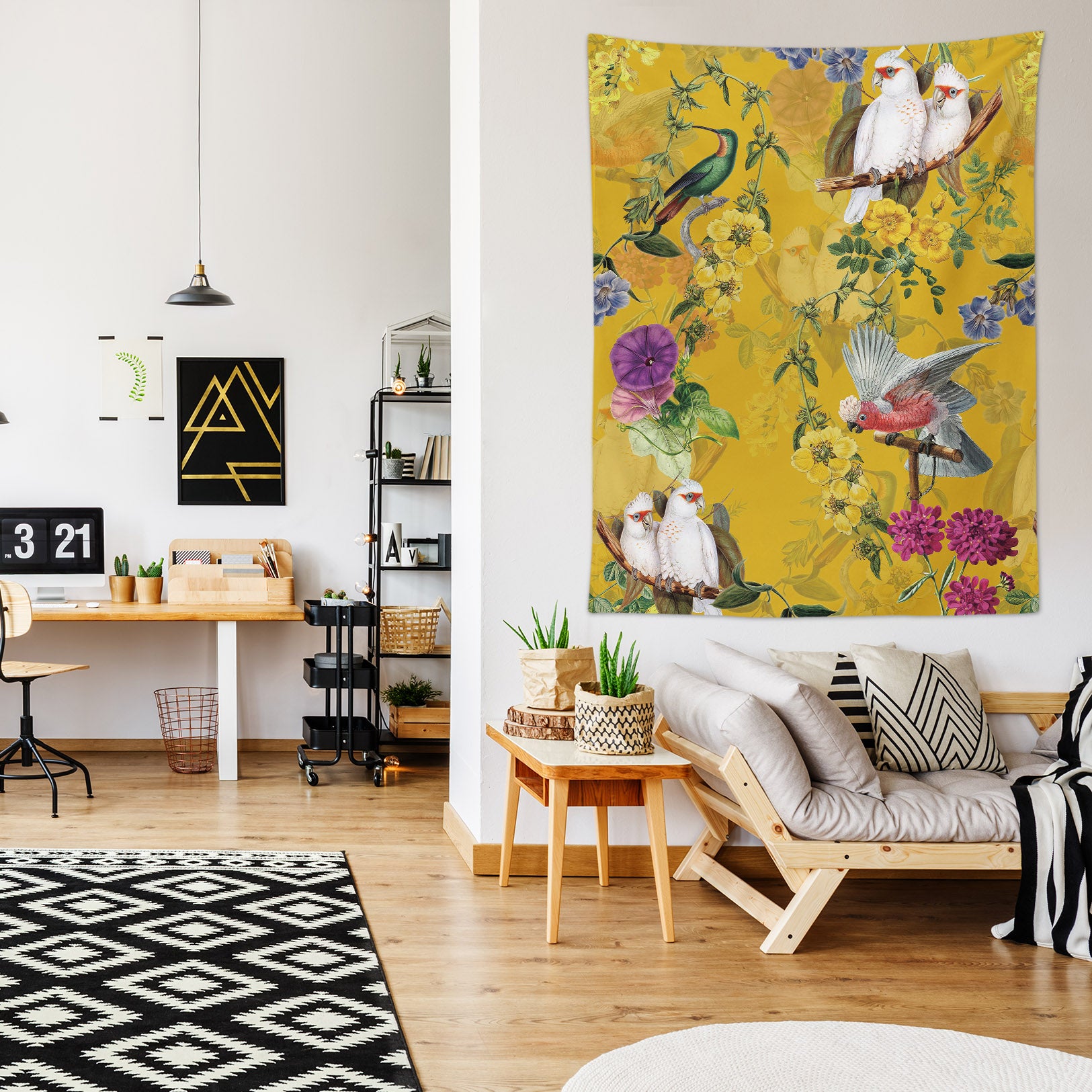 3D Parrot Flower 5375 Uta Naumann Tapestry Hanging Cloth Hang