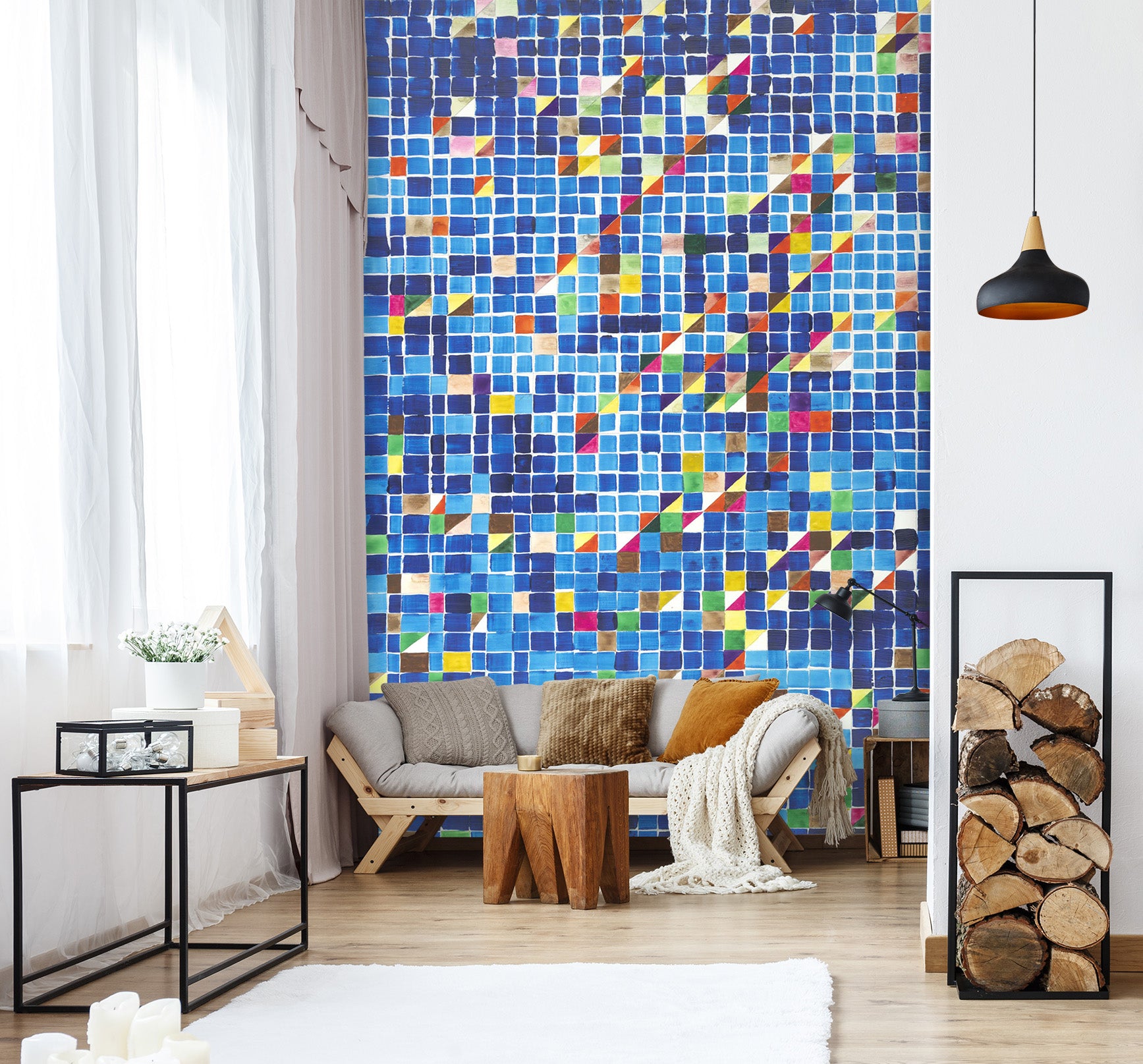 3D Blue Tiles 283 Allan P. Friedlander Wall Mural Wall Murals