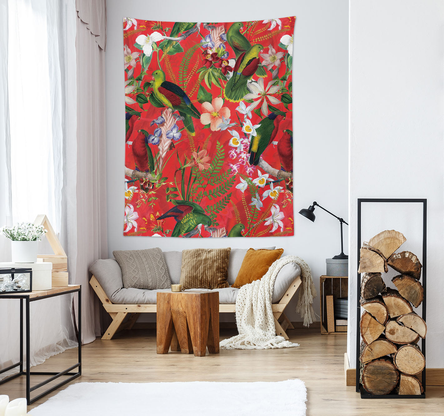 3D Parrot Petal 5373 Uta Naumann Tapestry Hanging Cloth Hang