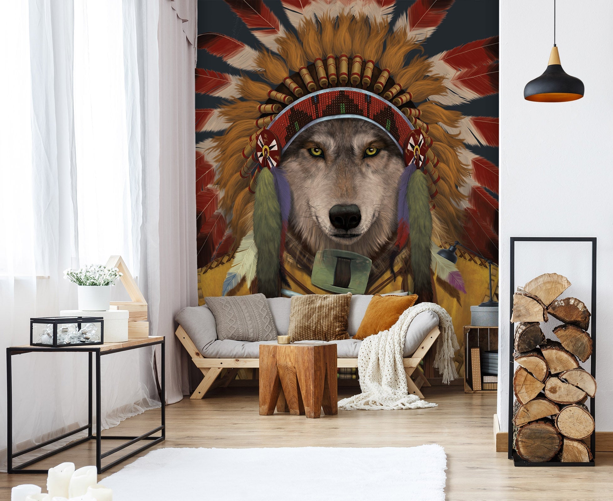 3D Wolf Spirit Chief 1573 Wall Murals Exclusive Designer Vincent Wallpaper AJ Wallpaper