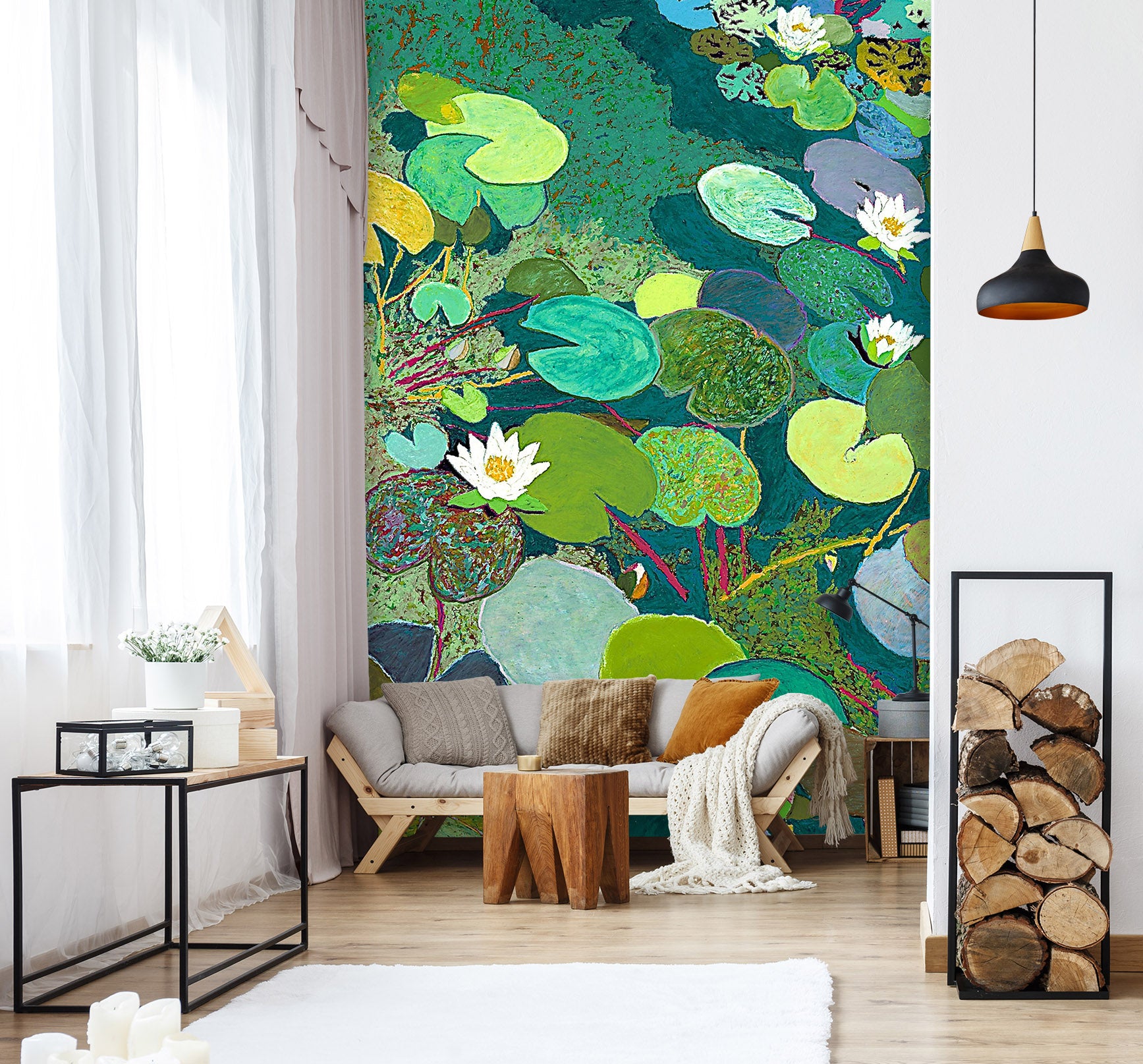 3D Green Lotus Leaf 265 Allan P. Friedlander Wall Mural Wall Murals