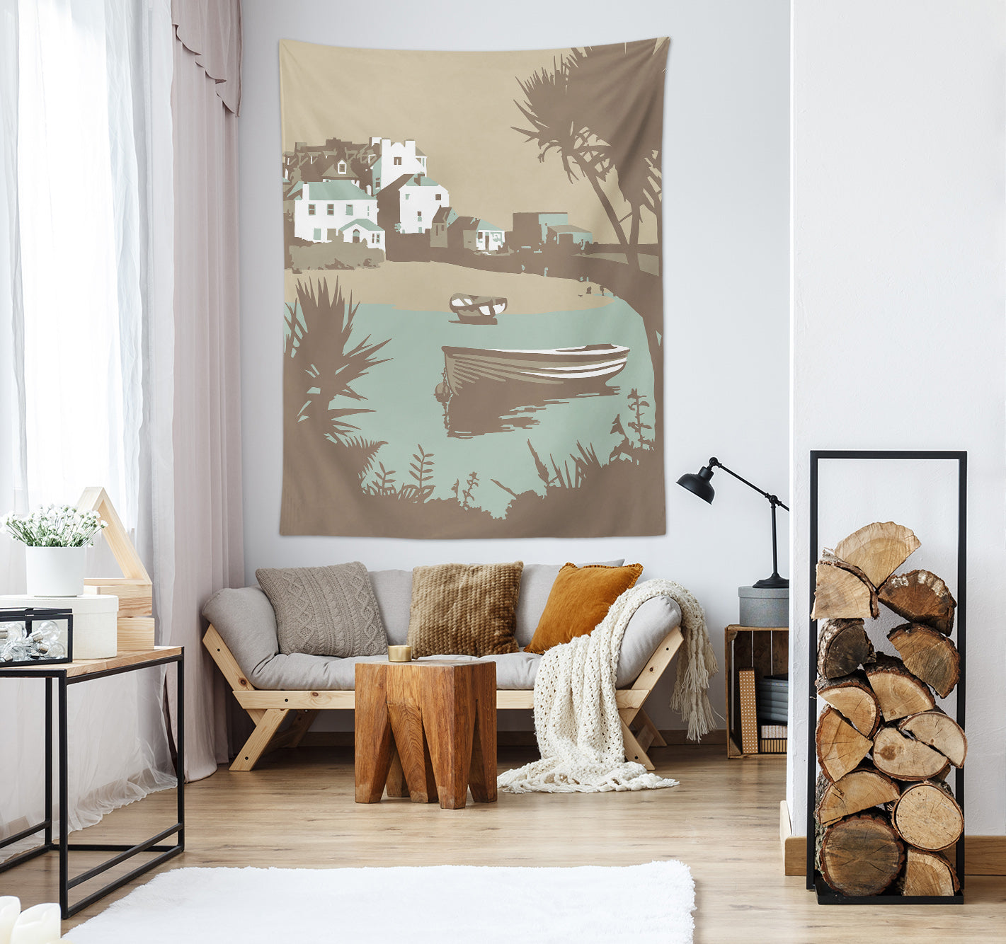 3D Lake Boat 5384 Steve Read Tapestry Hanging Cloth Hang