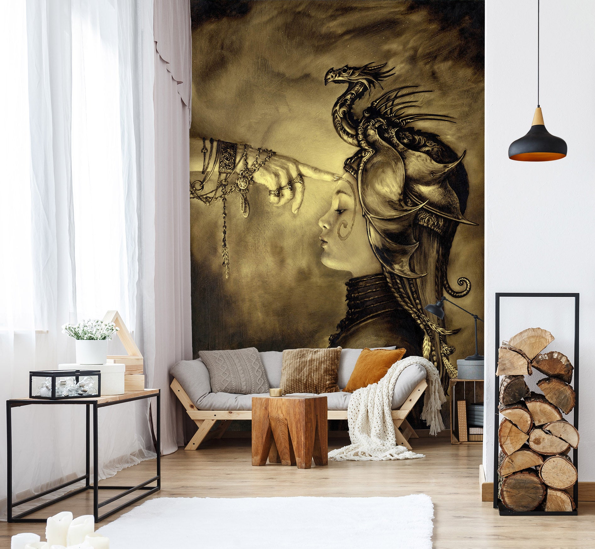 3D Finger Dragon Girl 7140 Ciruelo Wall Mural Wall Murals
