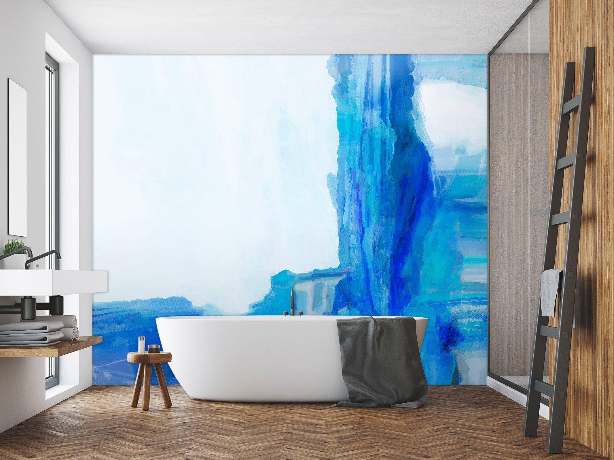 3D Blue Waterfall 1423 Michael Tienhaara Wall Mural Wall Murals