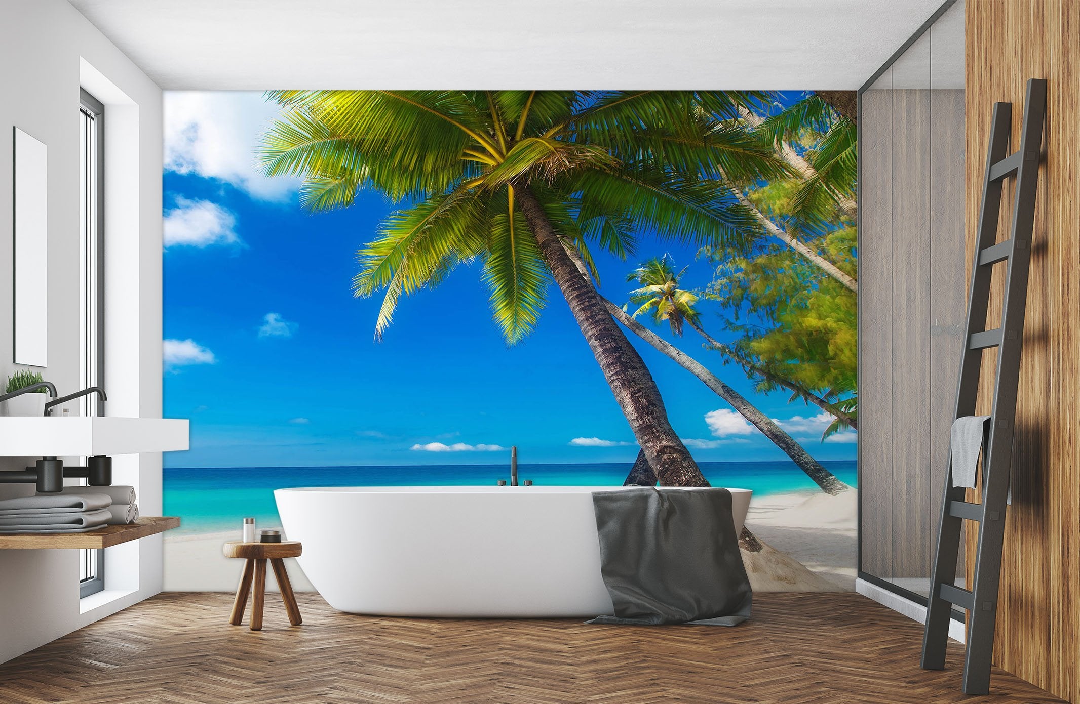 3D Beach Tree 009 Wall Murals Wallpaper AJ Wallpaper 2