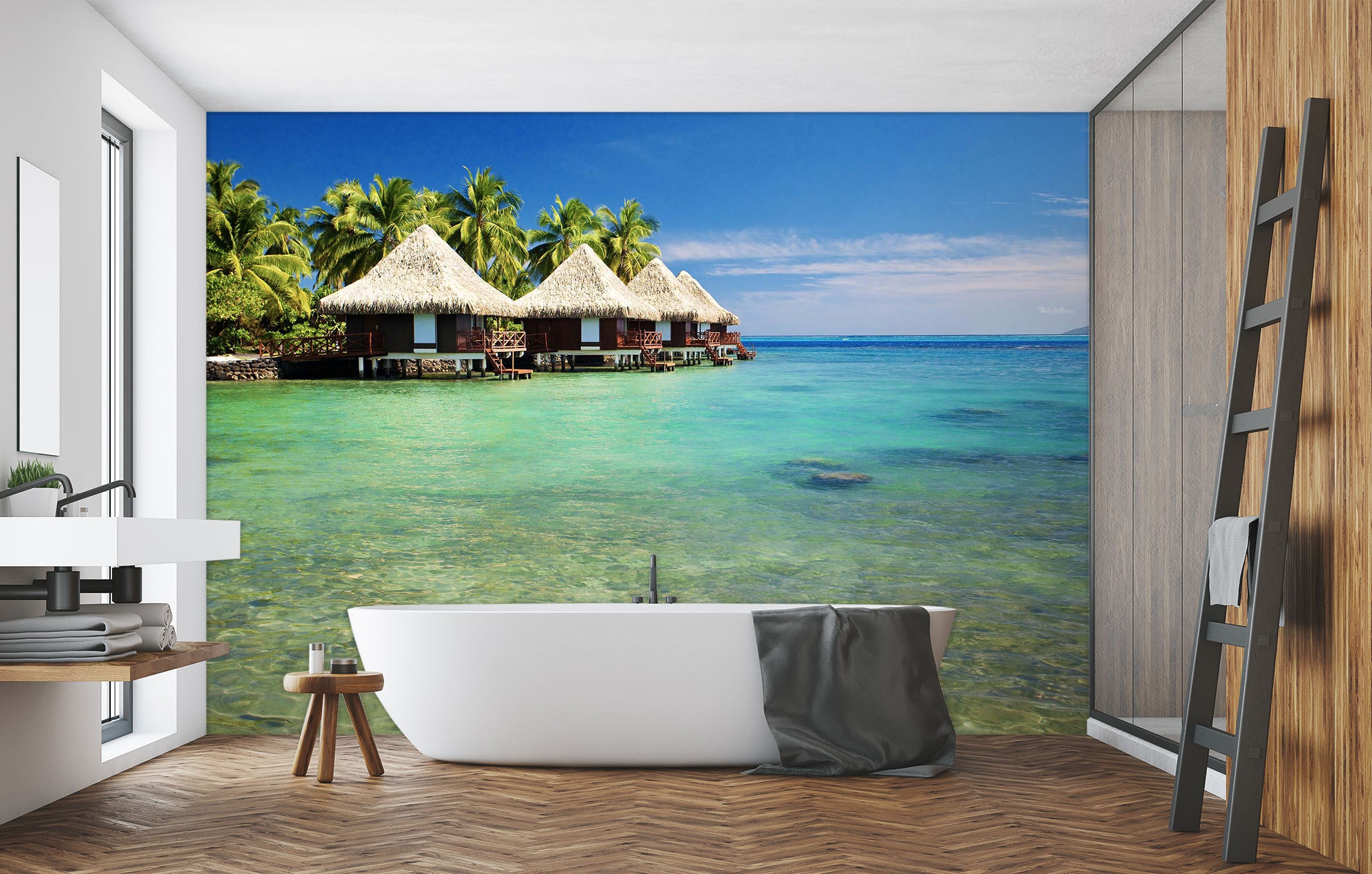 3D Sea Stones Cabin 087 Wall Murals