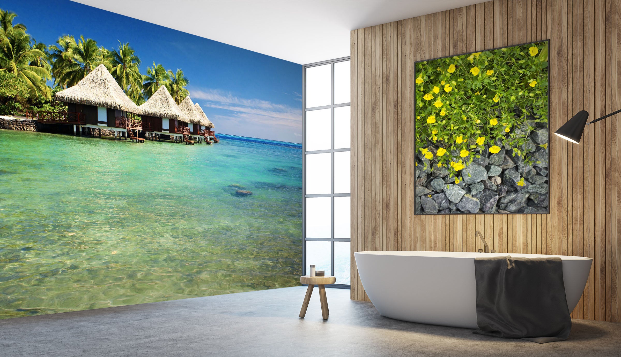 3D Sea Stones Cabin 087 Wall Murals