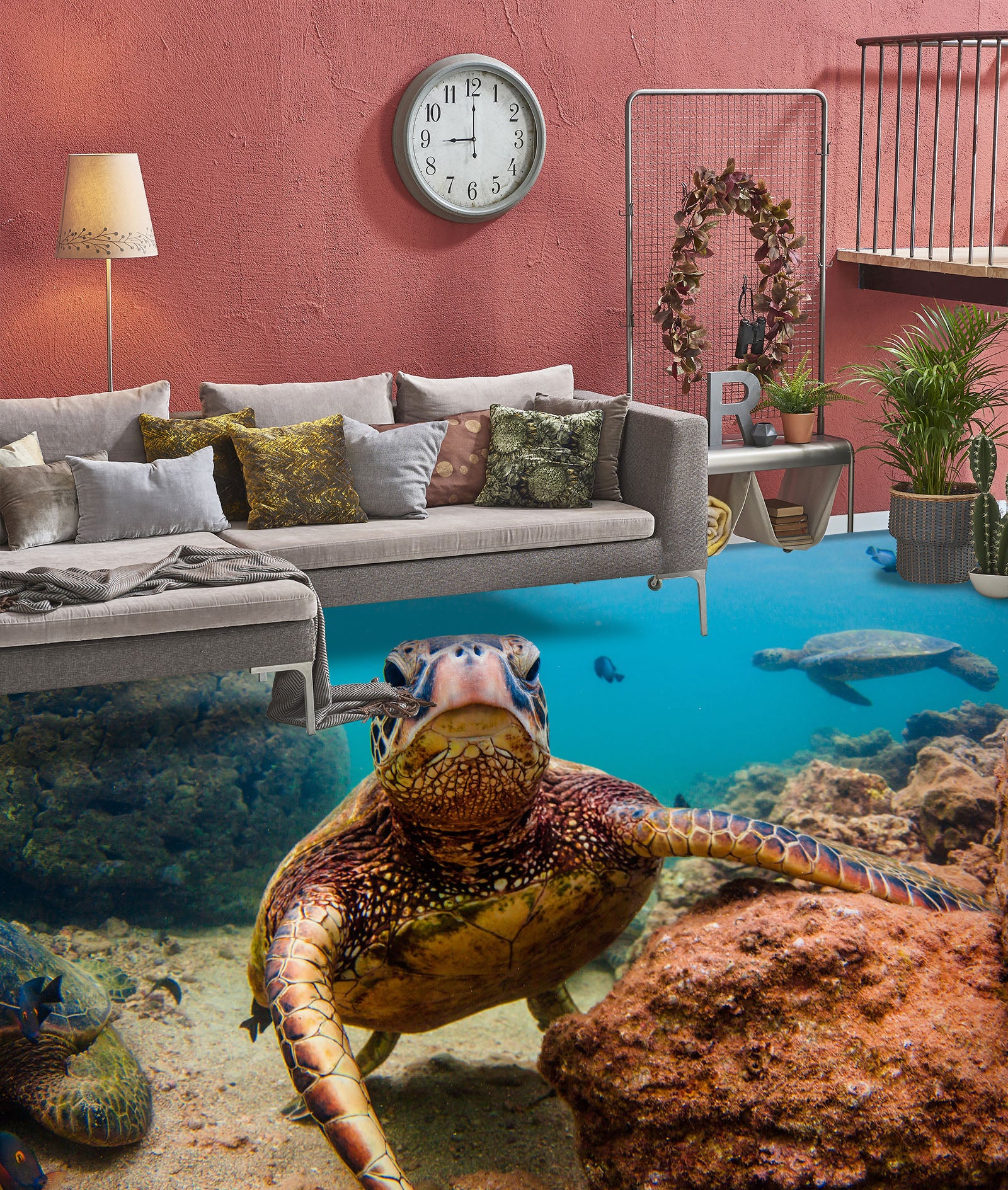 3D Funny Tortoise 1515 Floor Mural Wallpaper Murals Self-Adhesive Removable Print Epoxy