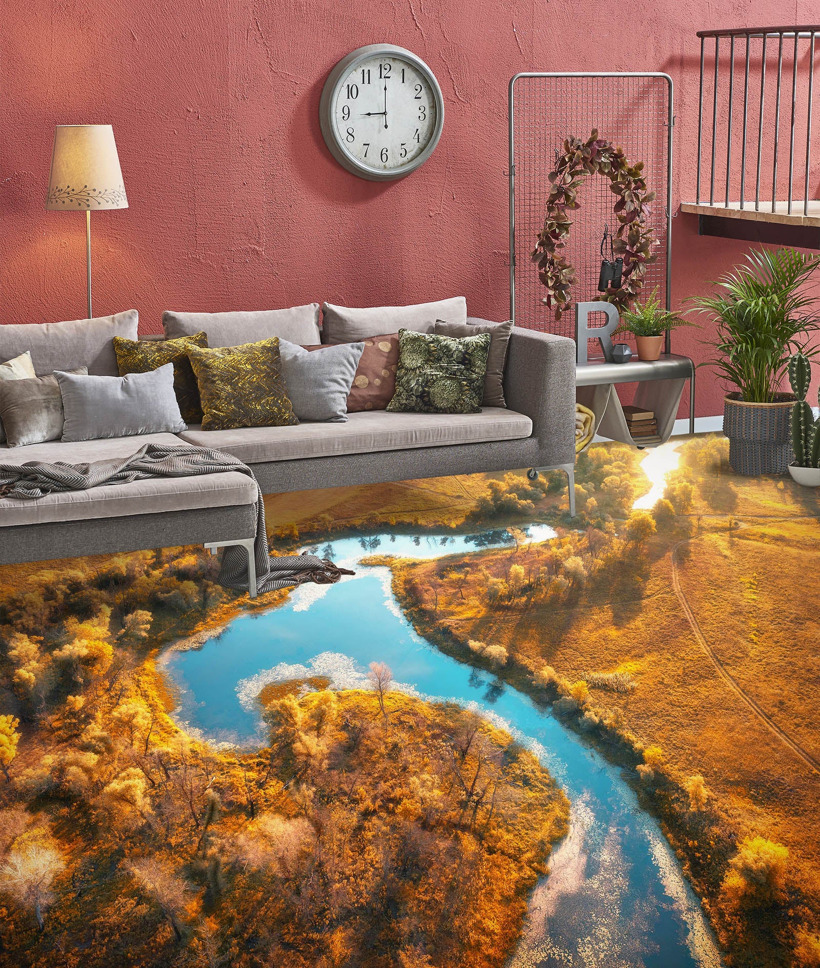 3D River In Autumn 861 Floor Mural Wallpaper Murals Rug & Mat Print Epoxy waterproof bath floor