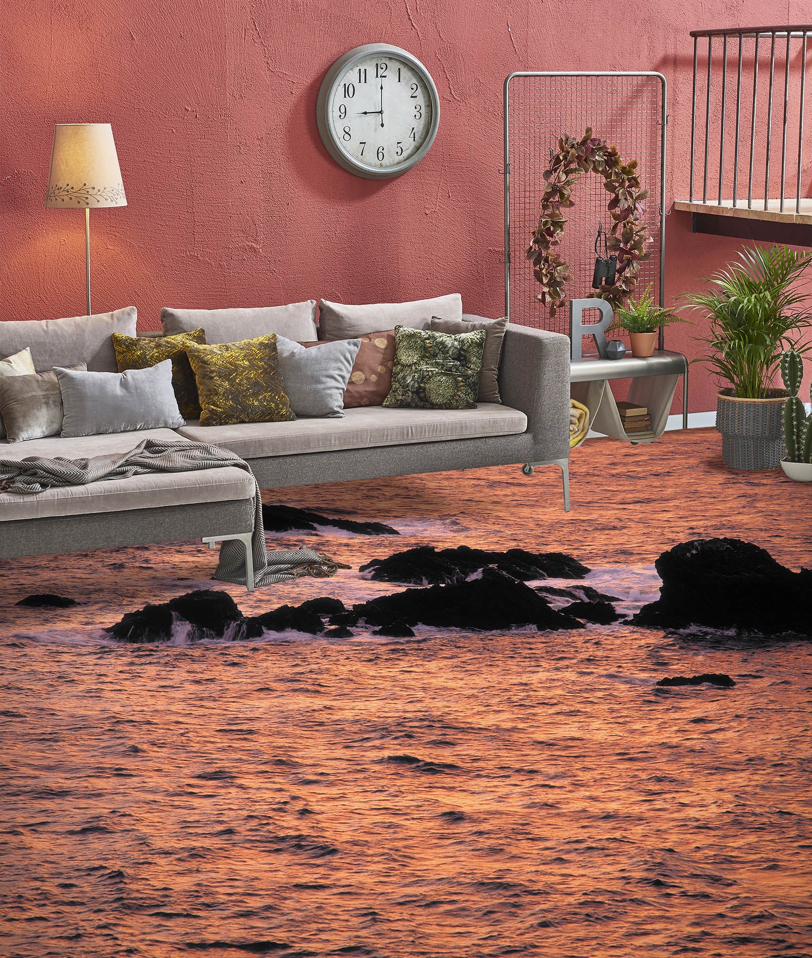 3D Dusk Of The Sea 1471 Floor Mural Wallpaper Murals Self-Adhesive Removable Print Epoxy