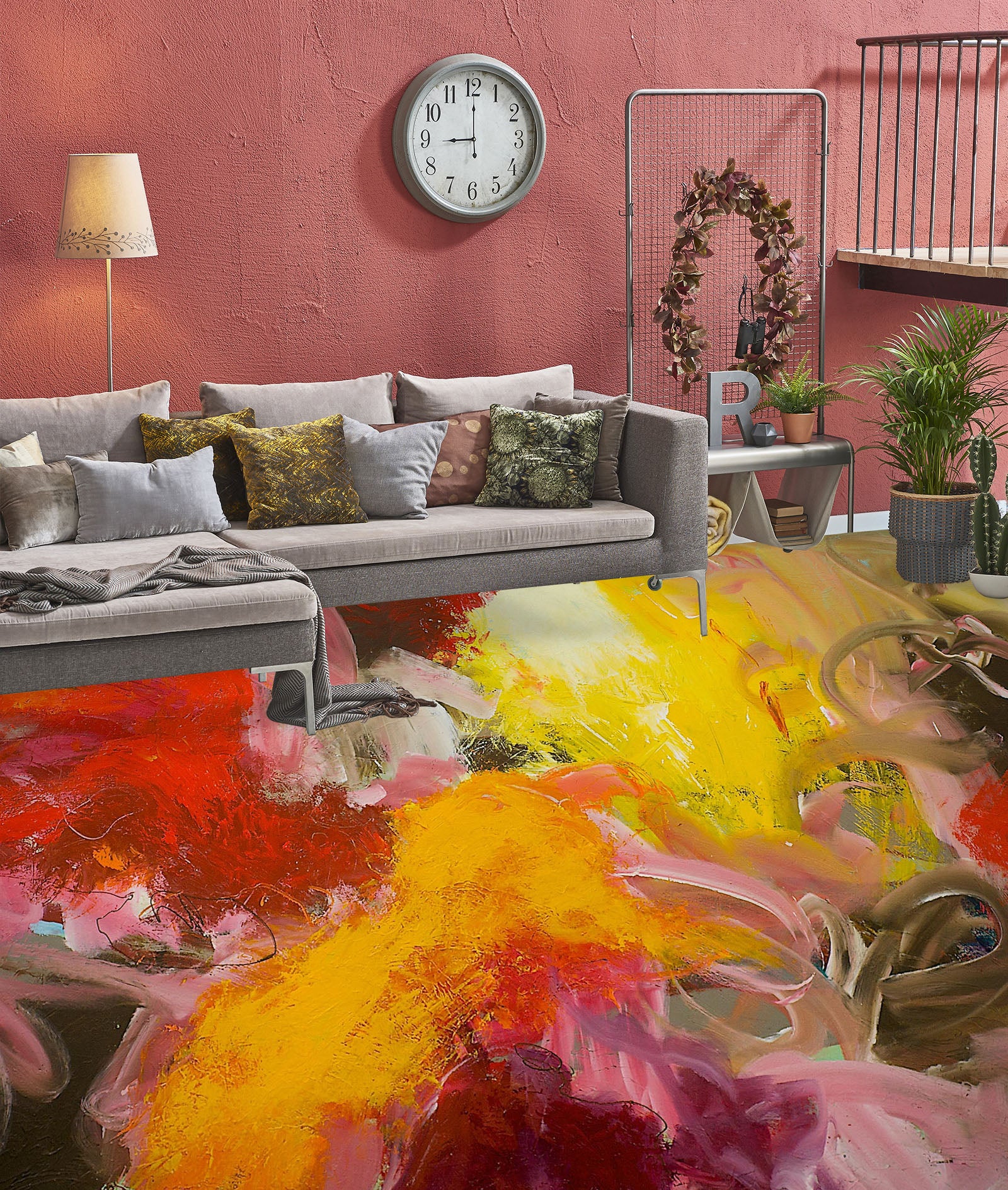 3D Yellow Red Pattern 9925 Allan P. Friedlander Floor Mural Wallpaper Murals Self-Adhesive Removable Print Epoxy