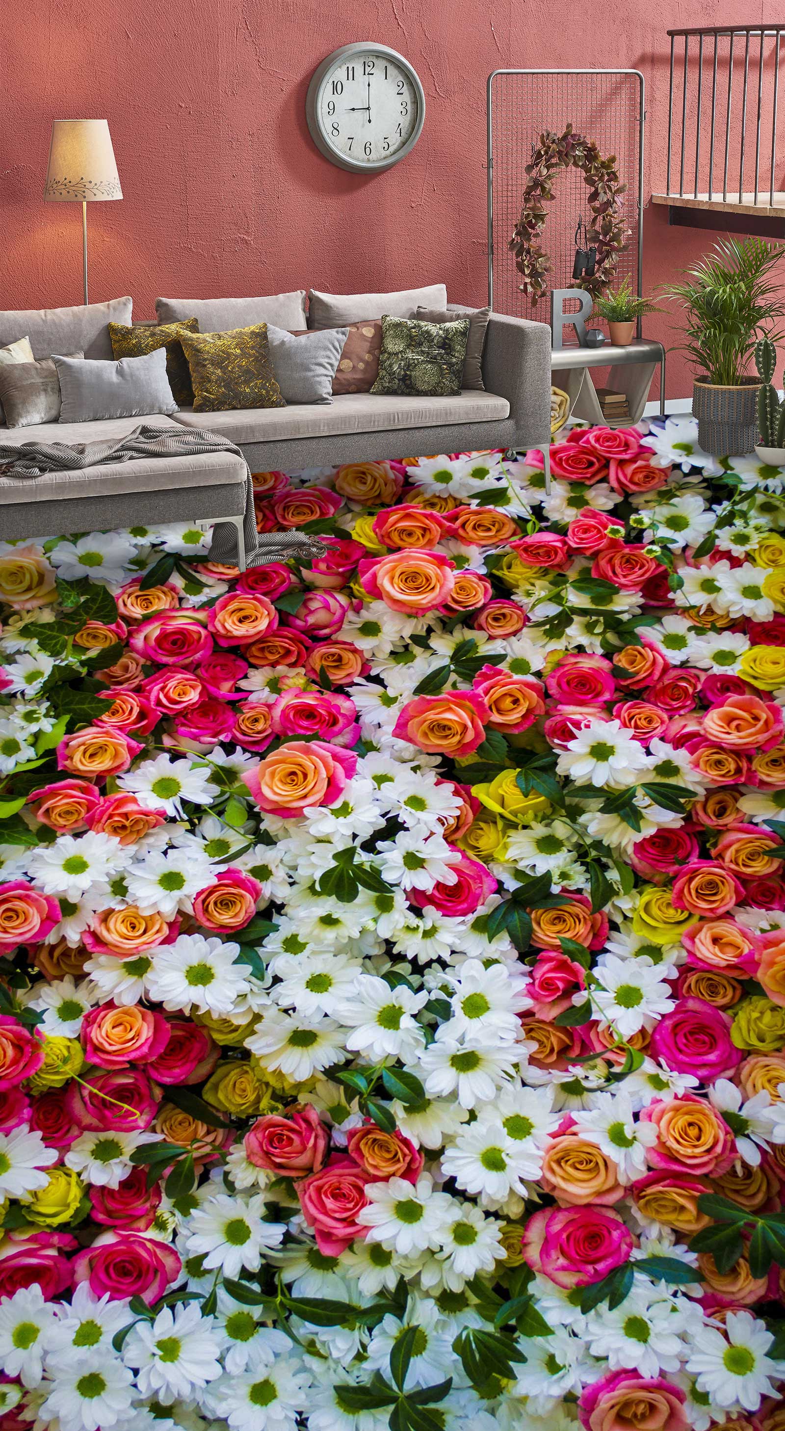 3D Chinese Rose 175 Floor Mural Wallpaper Murals Rug & Mat Print Epoxy waterproof bath floor