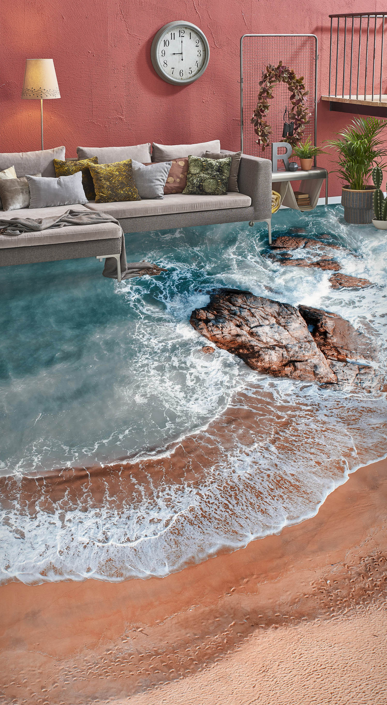 3D Beach Waves 287 Floor Mural Wallpaper Murals Rug & Mat Print Epoxy waterproof bath floor