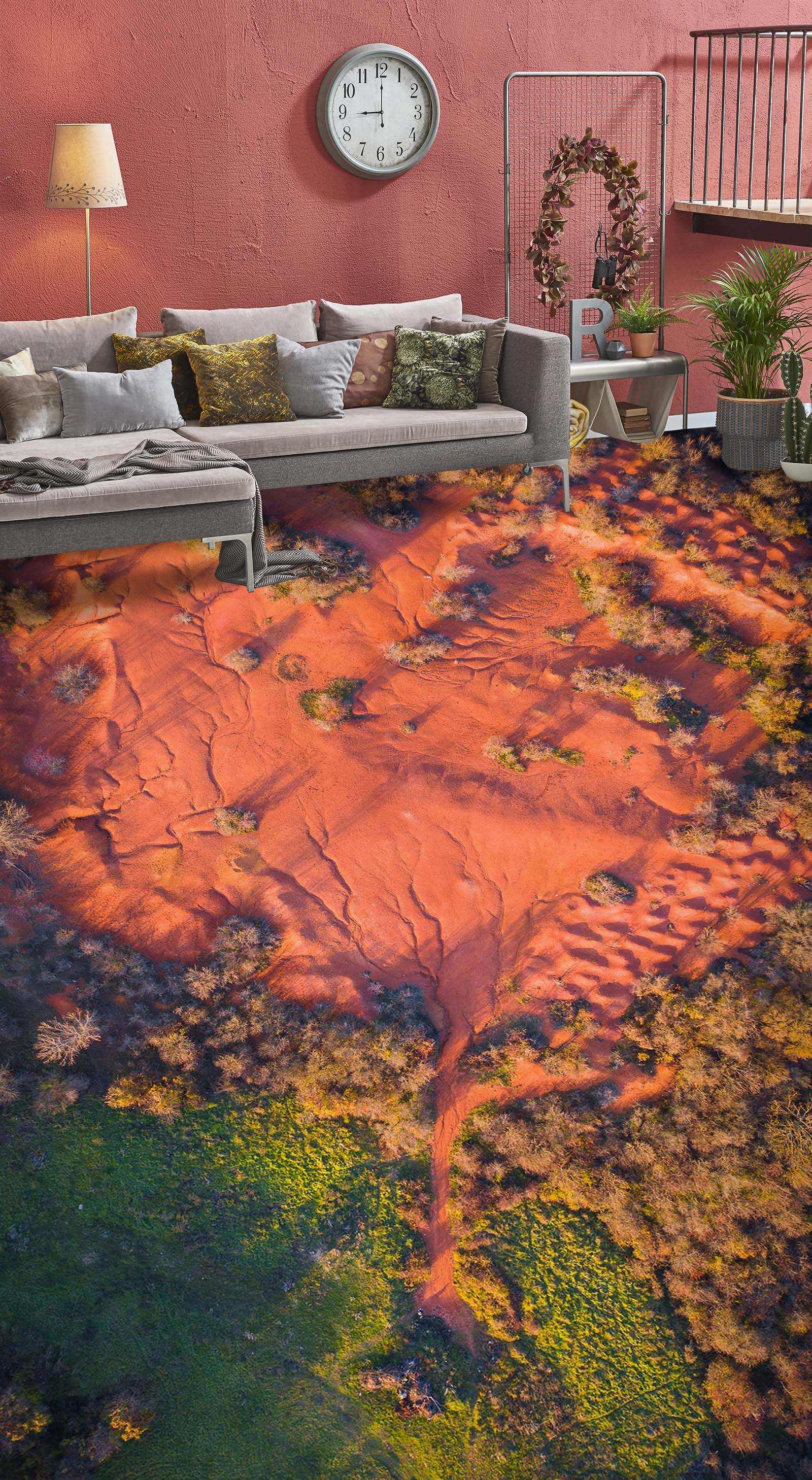 3D Dark Orange Land 603 Floor Mural Wallpaper Murals Rug & Mat Print Epoxy waterproof bath floor