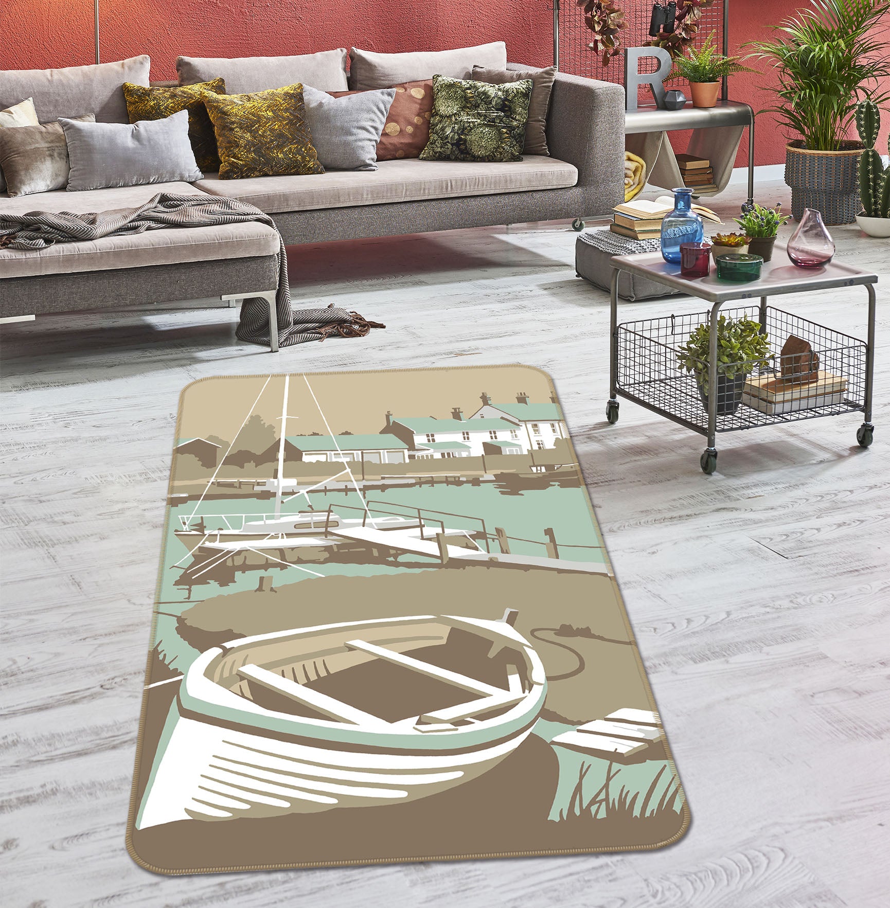 3D Southwold Harbour 1008 Steve Read Rug Non Slip Rug Mat