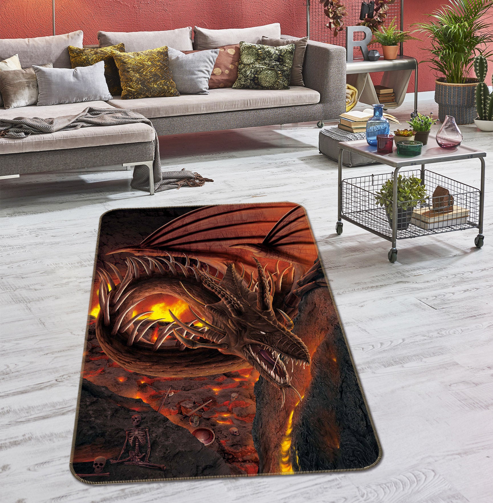 3D HellFire Dragon 1041 Vincent Hie Rug Non Slip Rug Mat